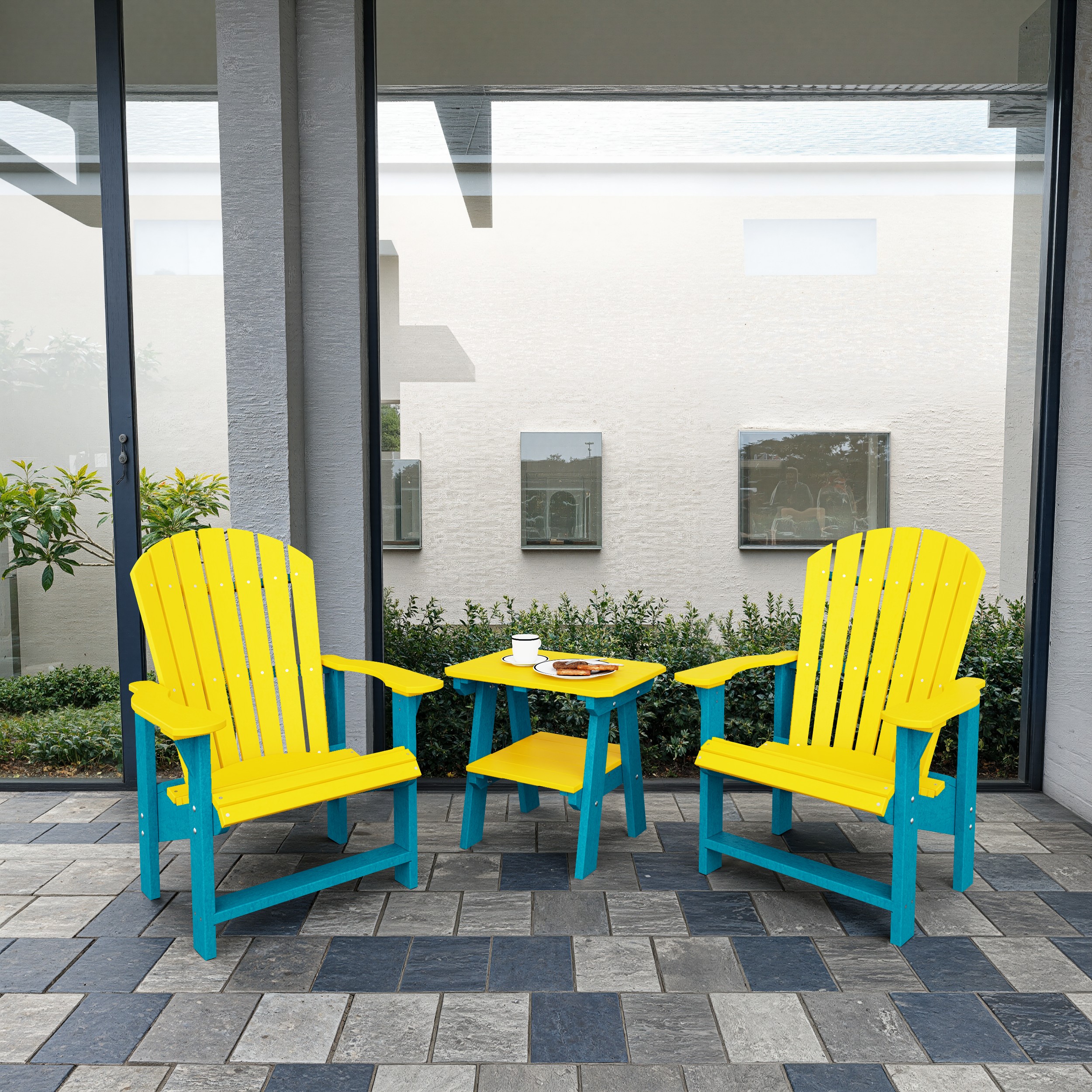 Heritage 3-Piece Upright Adirondack Chair Set with 22" Side Table