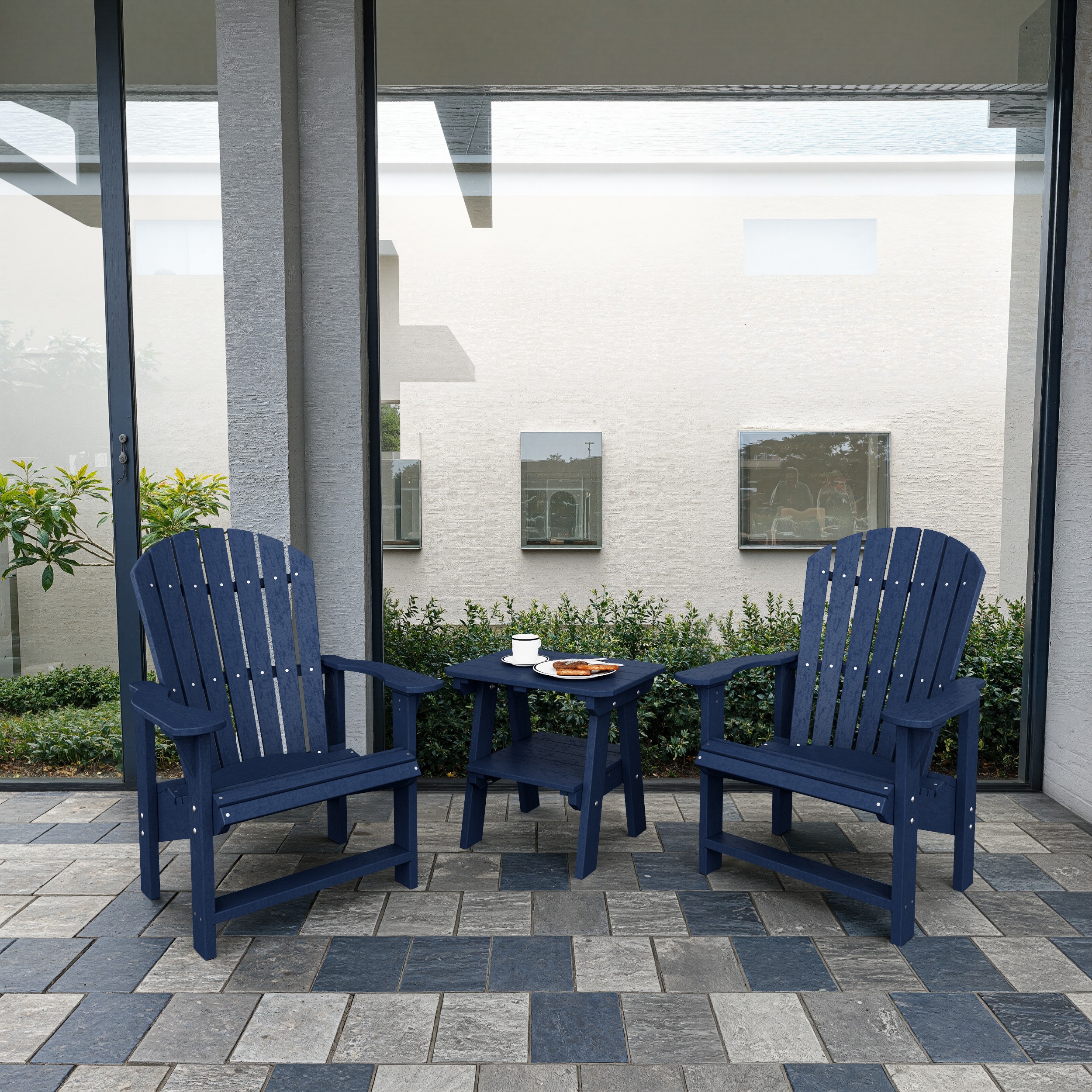 Heritage 3-Piece Upright Adirondack Chair Set with 22" Side Table