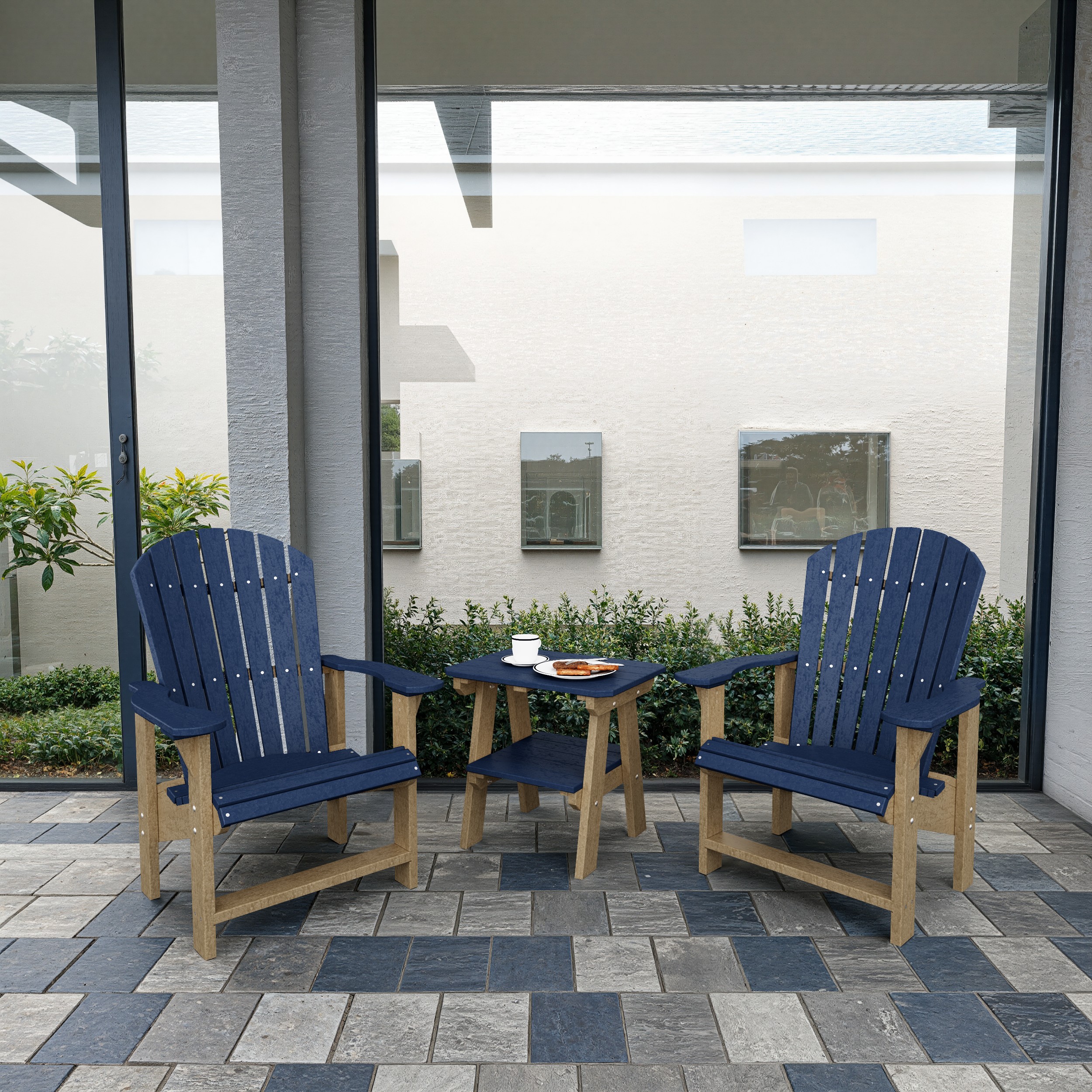 Heritage 3-Piece Upright Adirondack Chair Set with 22" Side Table