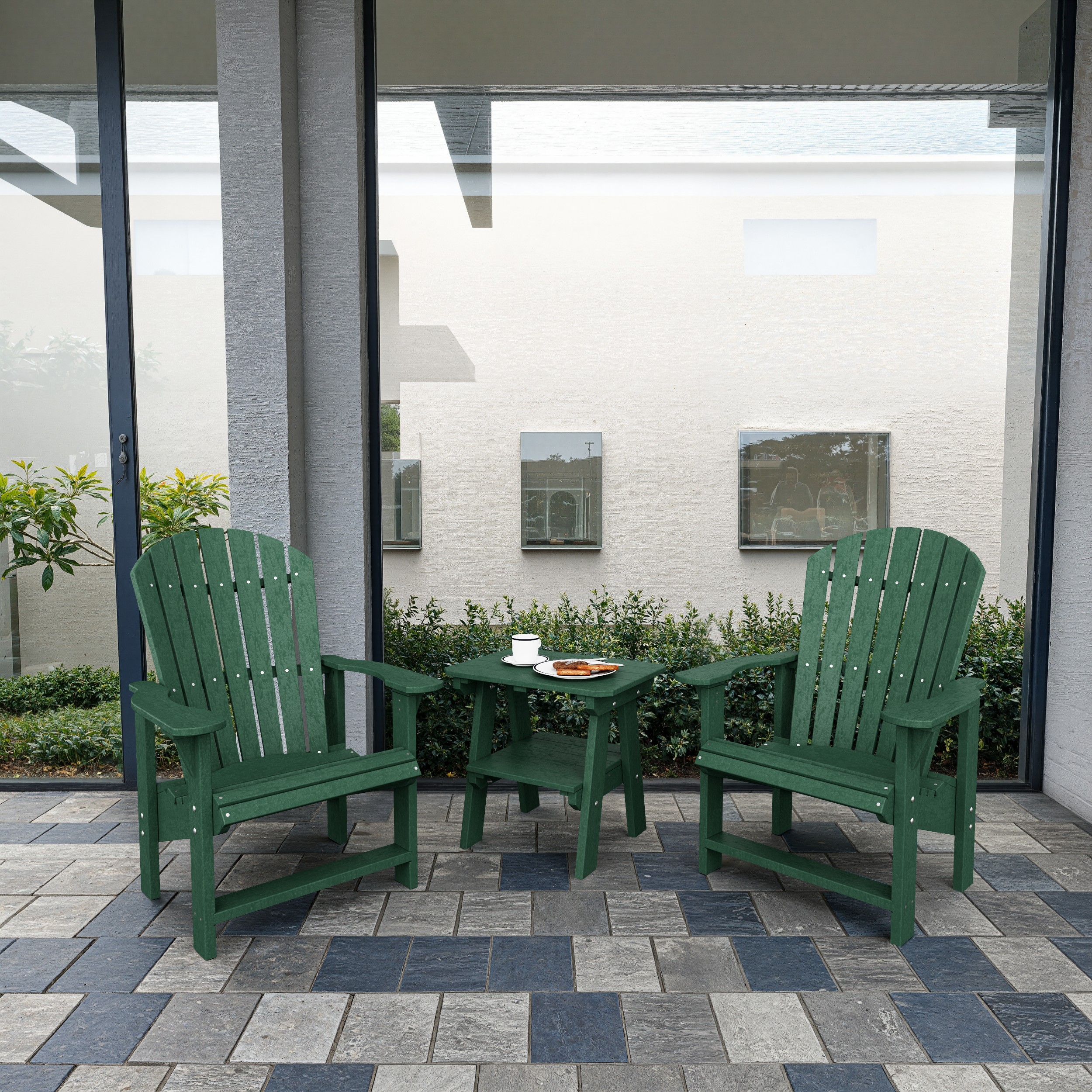 Heritage 3-Piece Upright Adirondack Chair Set with 22" Side Table