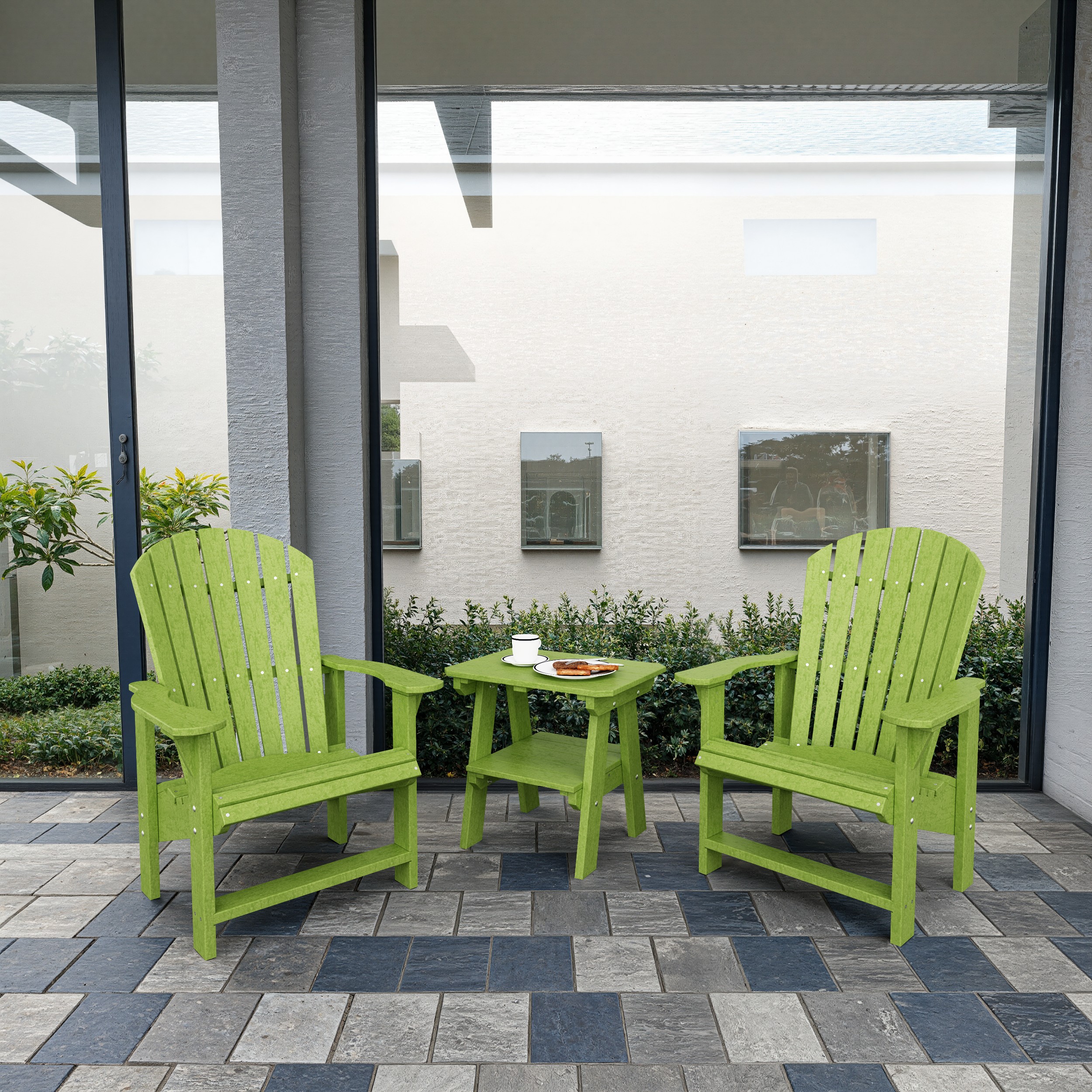 Heritage 3-Piece Upright Adirondack Chair Set with 22" Side Table