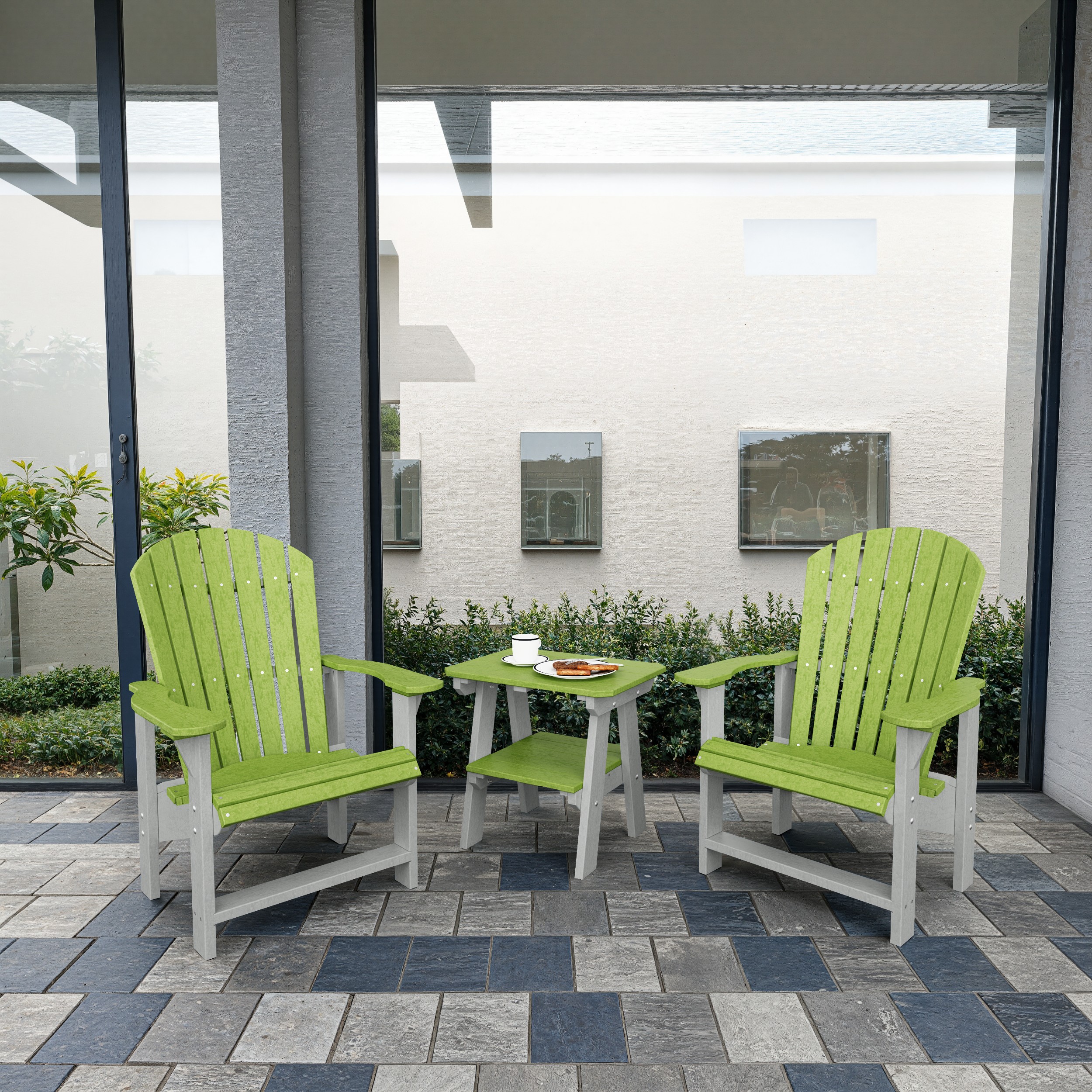 Heritage 3-Piece Upright Adirondack Chair Set with 22" Side Table