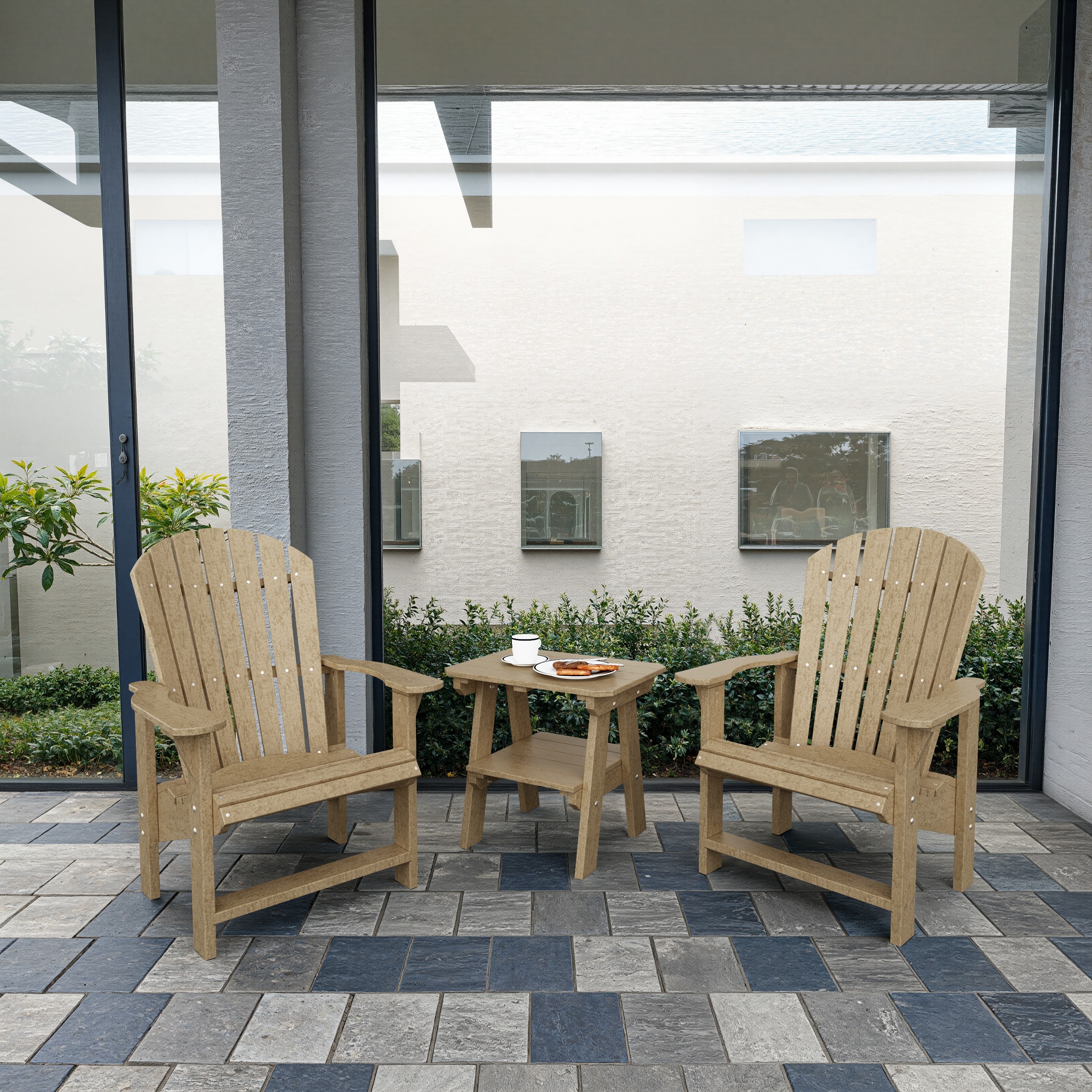 Heritage 3-Piece Upright Adirondack Chair Set with 22" Side Table