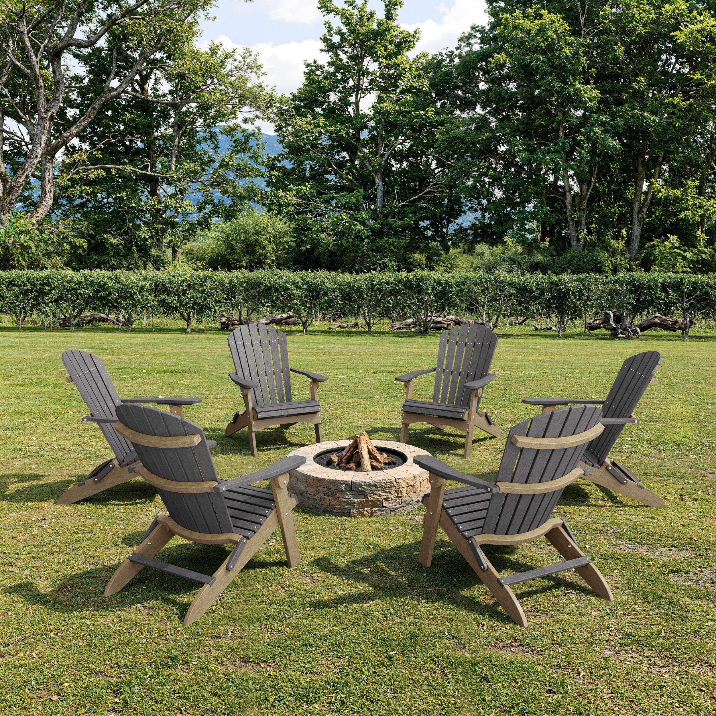 Heritage Folding Adirondack Chairs Set of 6