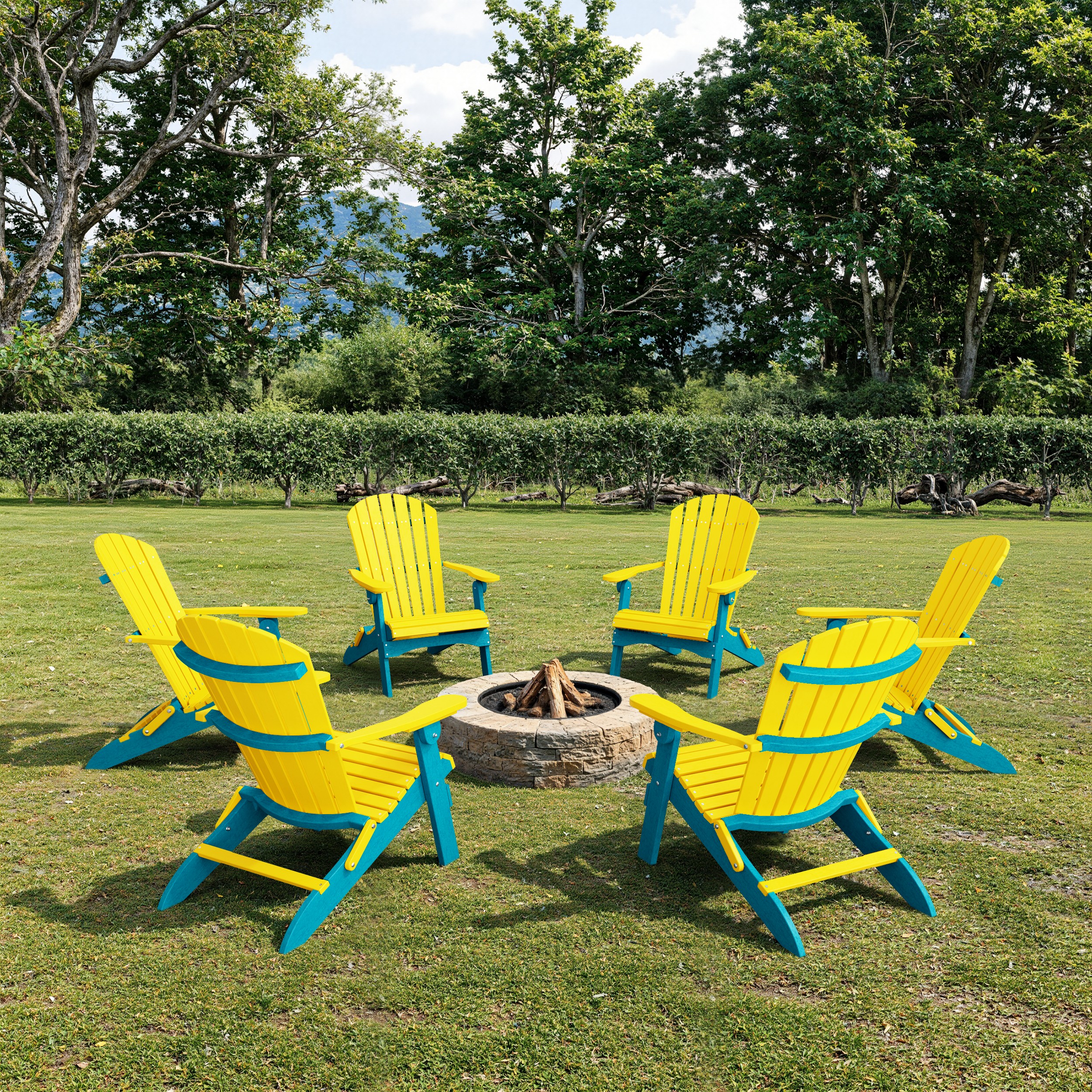 Heritage Folding Adirondack Chairs Set of 6