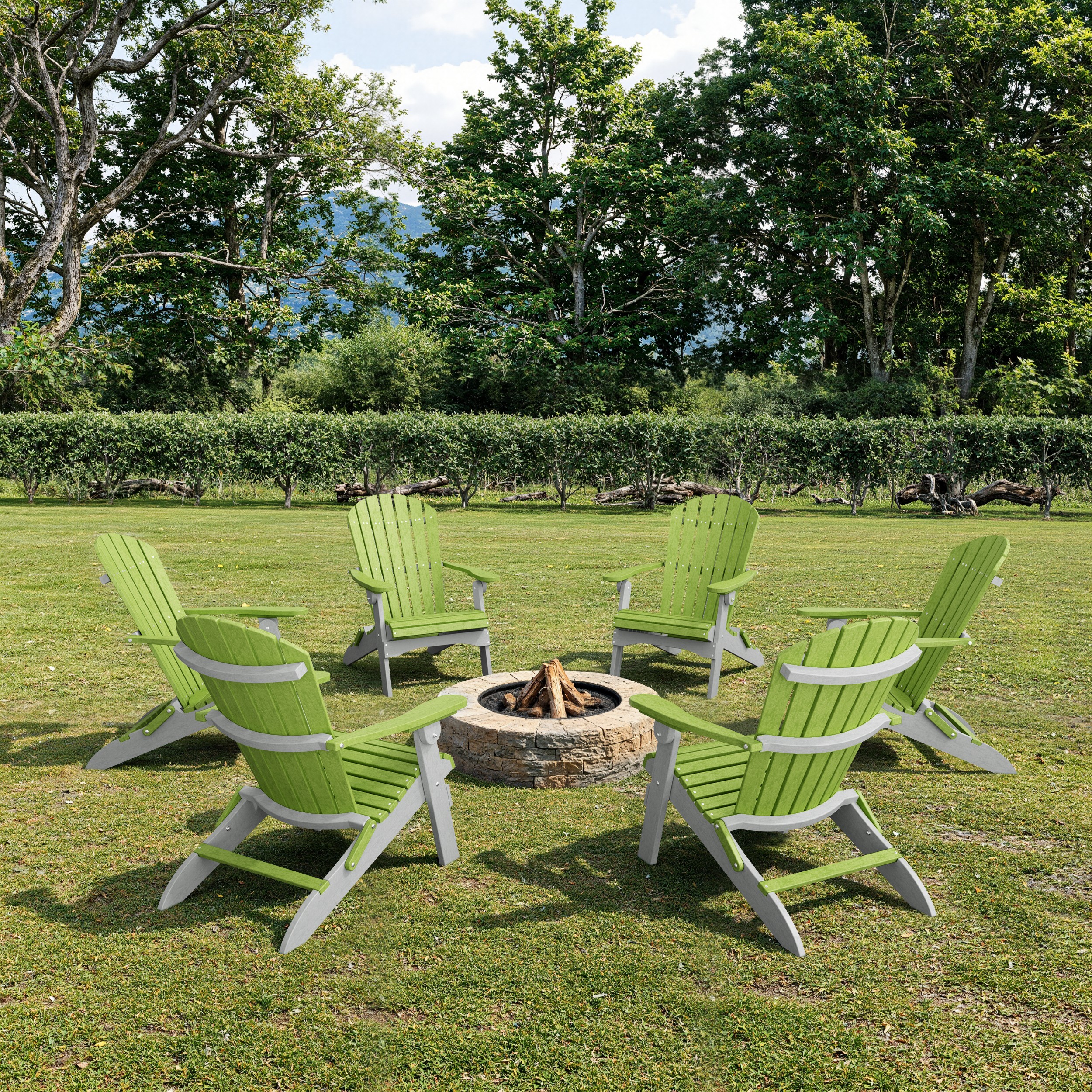 Heritage Folding Adirondack Chairs Set of 6