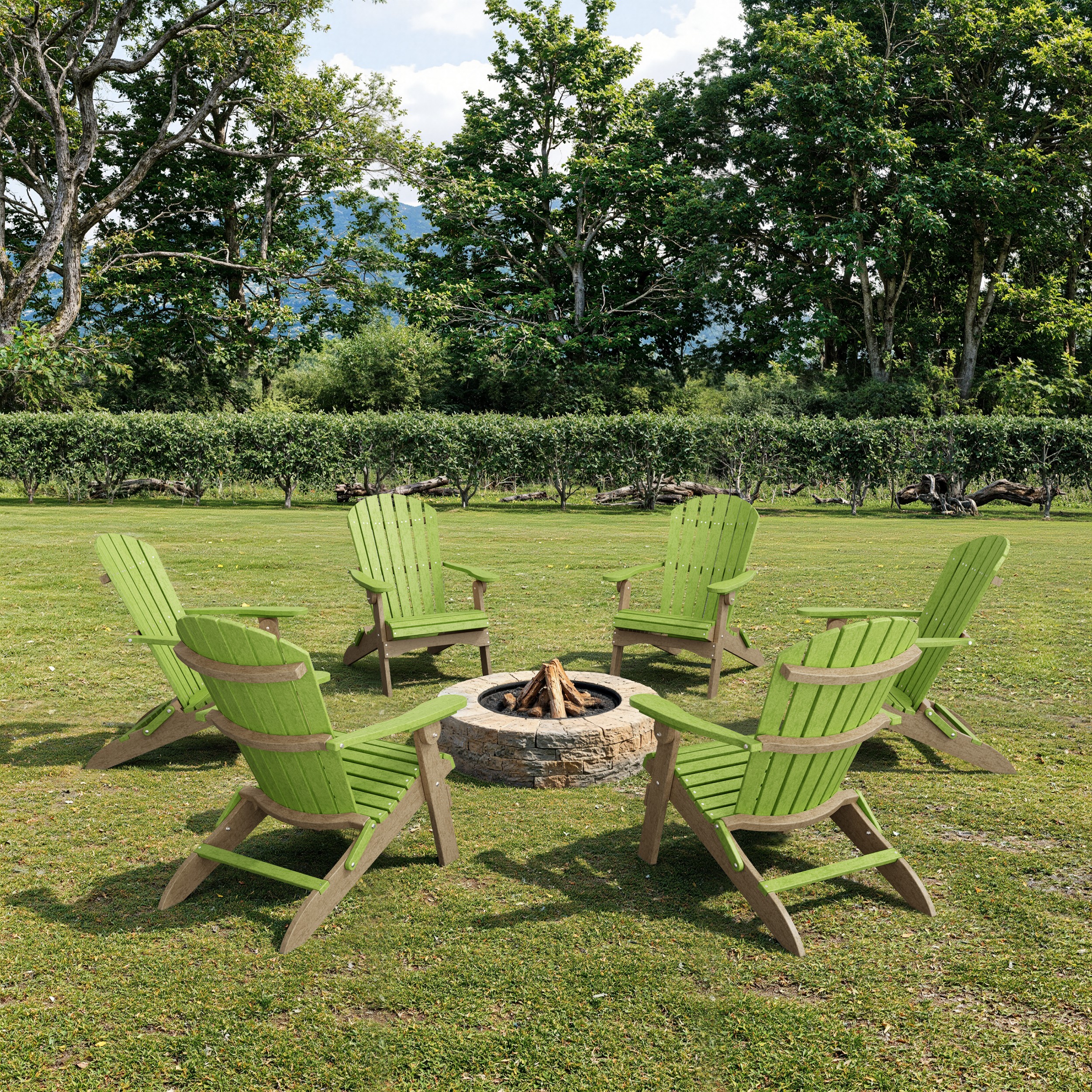 Heritage Folding Adirondack Chairs Set of 6