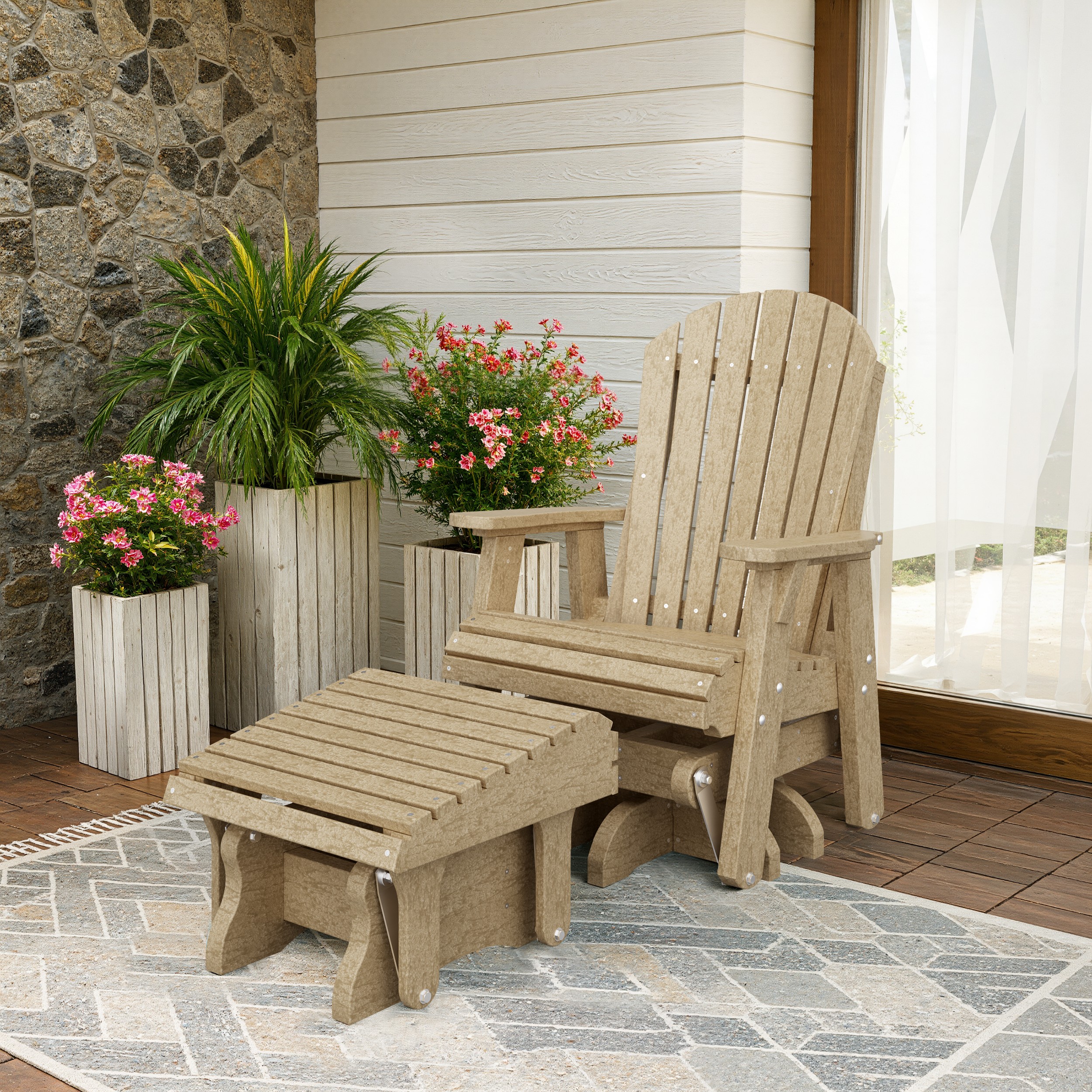 Heritage Adirondack Swivel Glider Chair with Ottoman