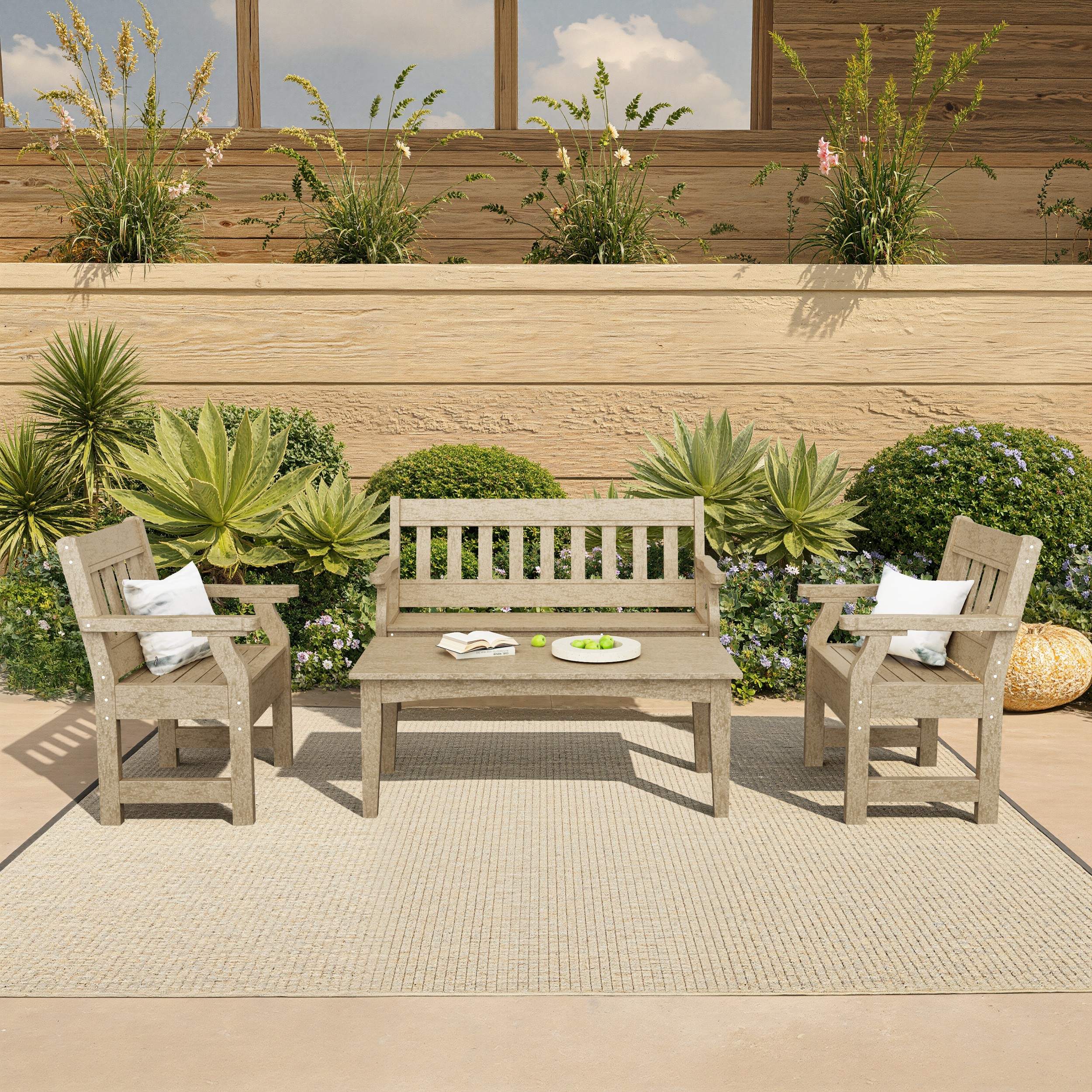 Heritage 4-Piece Garden Table and Bench Set