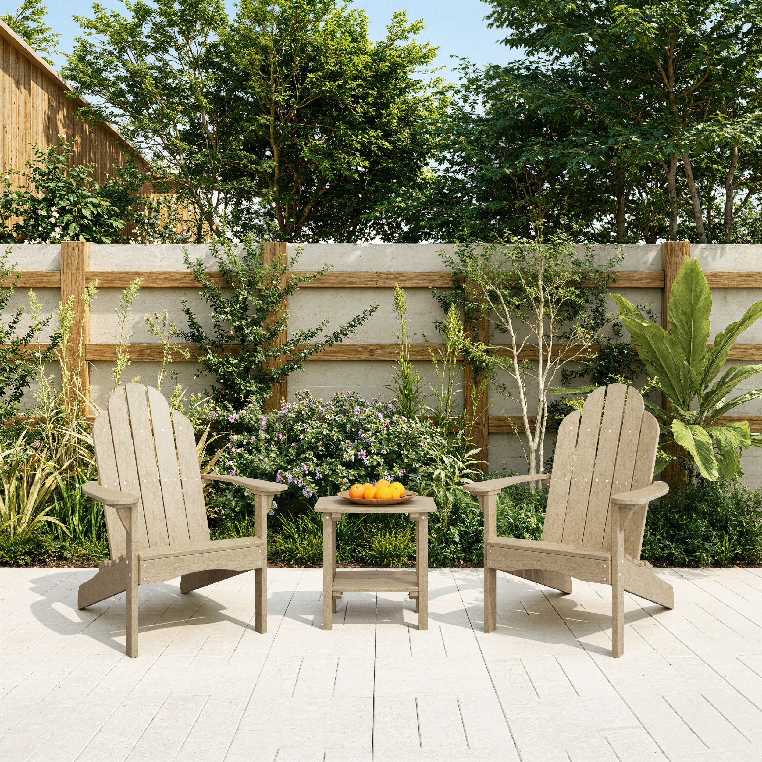 Classic 3-Piece Adirondack Chair Set with Side Table