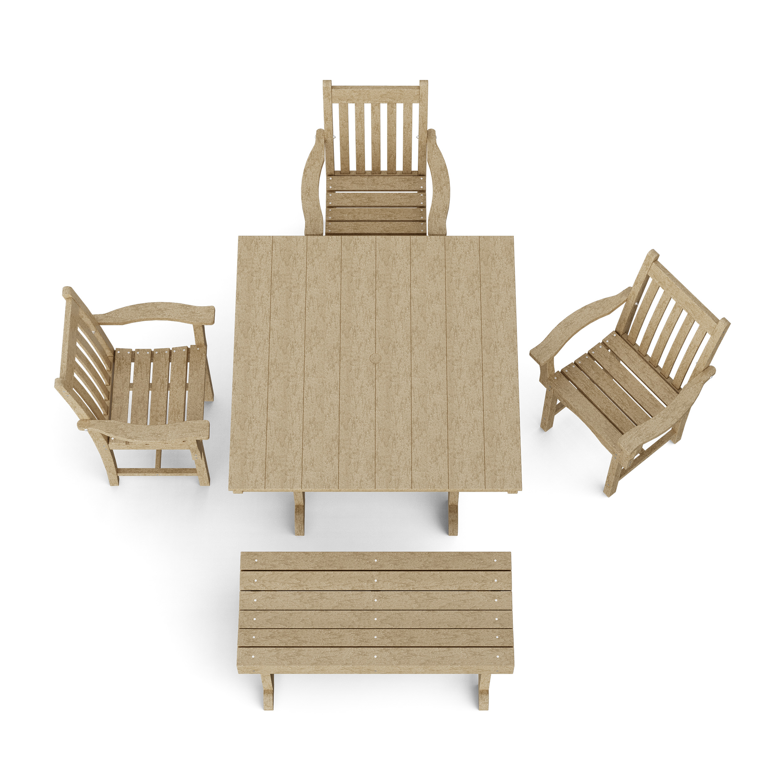 Classic 5-Piece Square Dining Set with Bench
