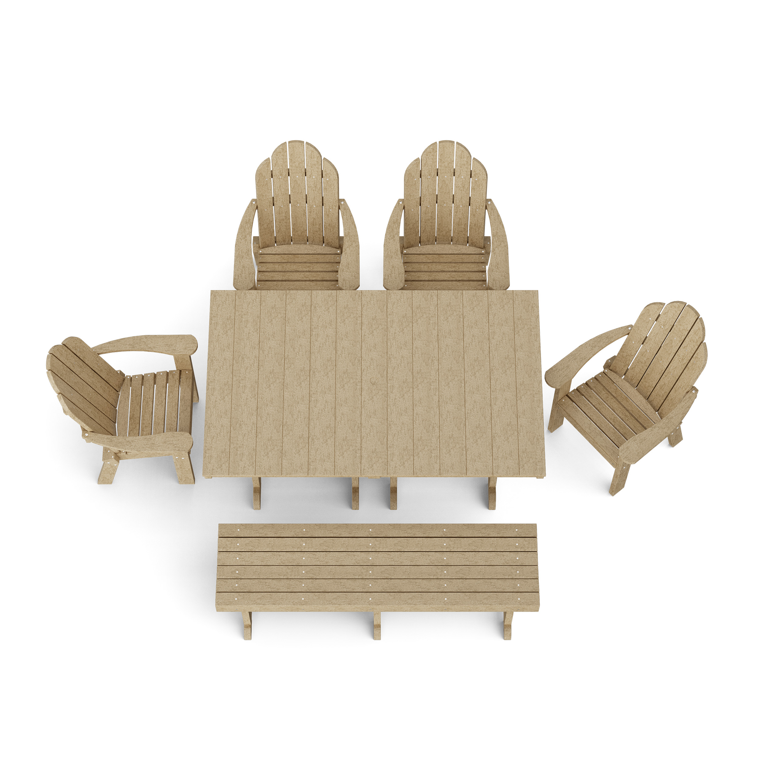 Classic Adirondack 6-Piece Rectangular Dining Set with Bench