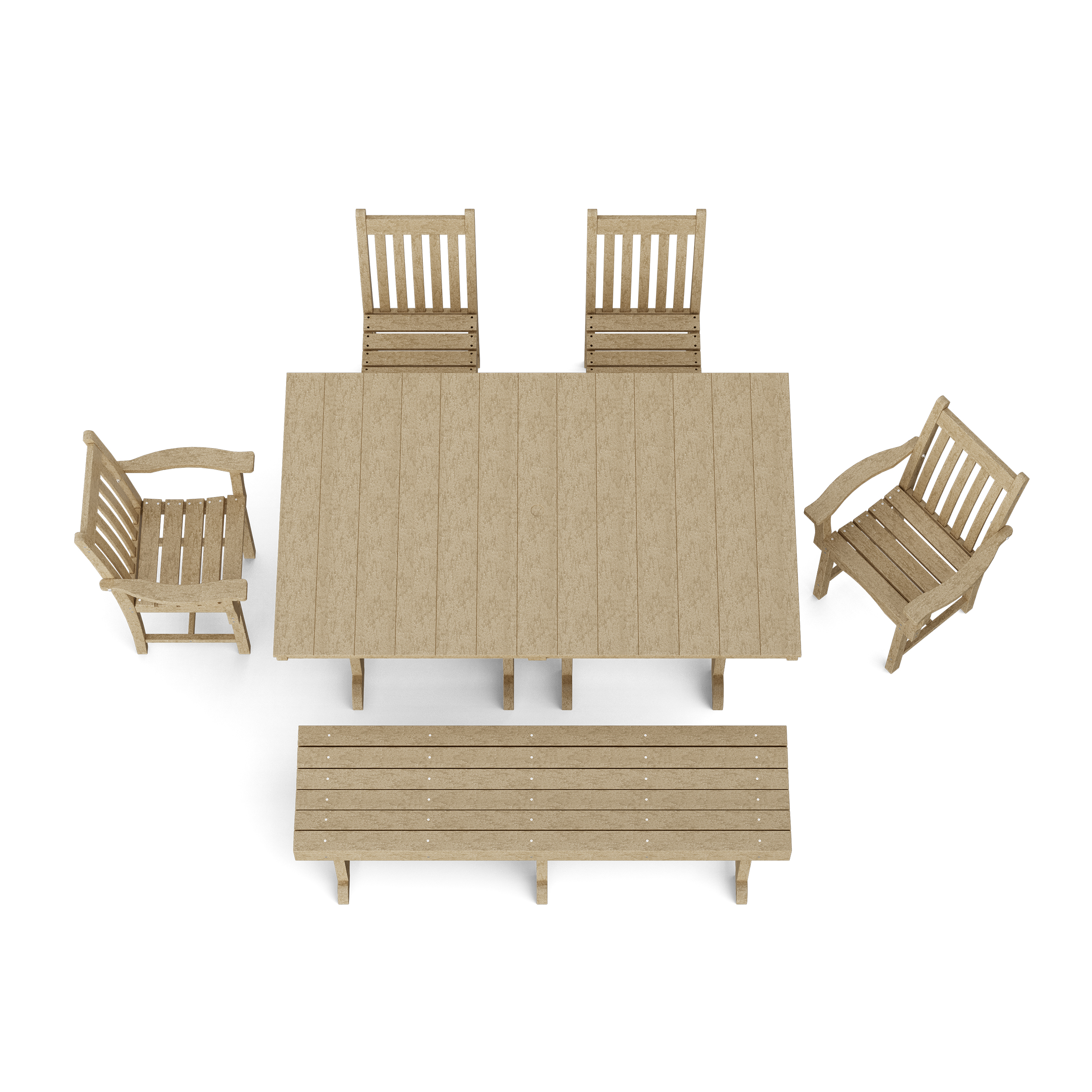 Classic 6-Piece Rectangular Dining Set with Bench