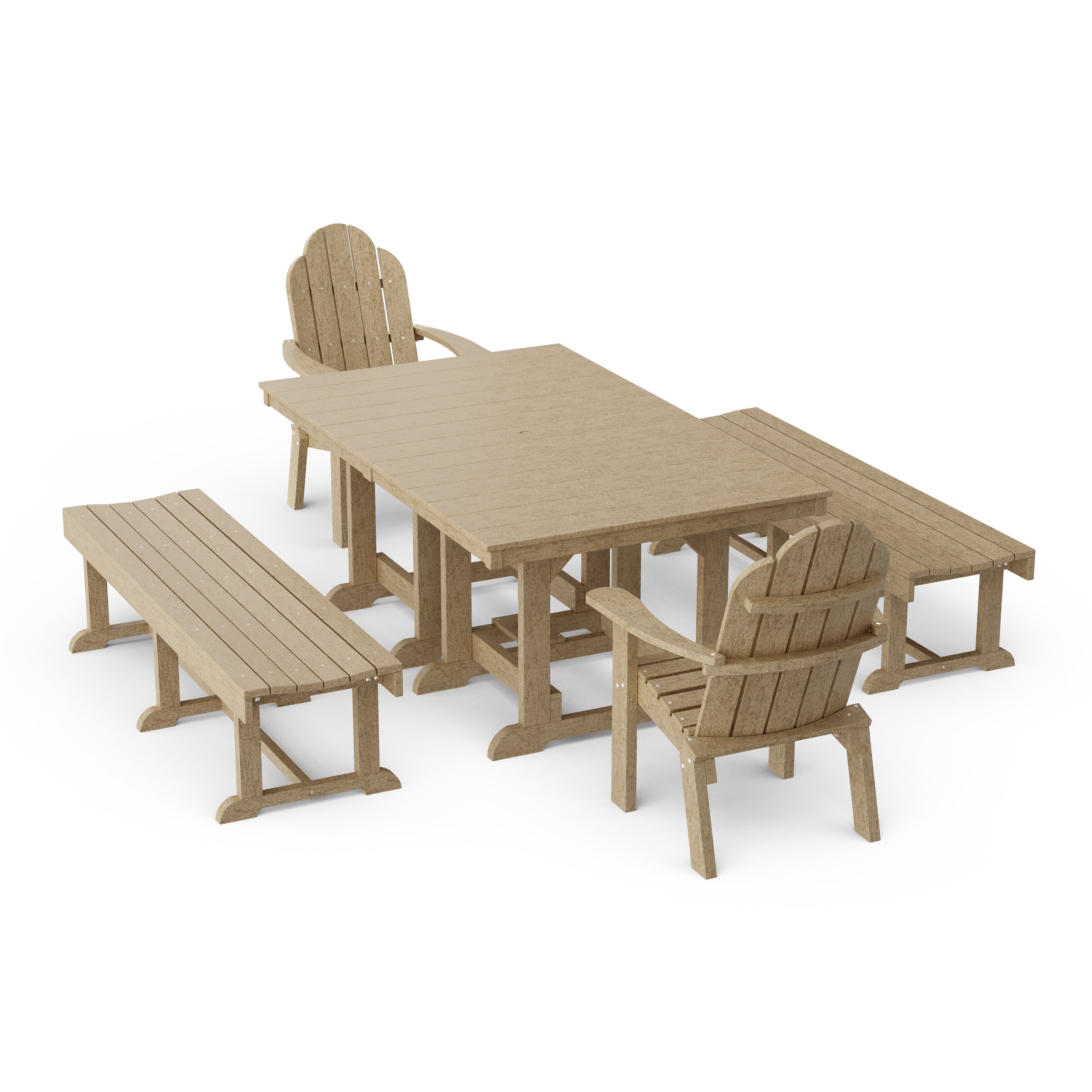 Classic Adirondack 5-Piece Rectangular Dining Set with Benches