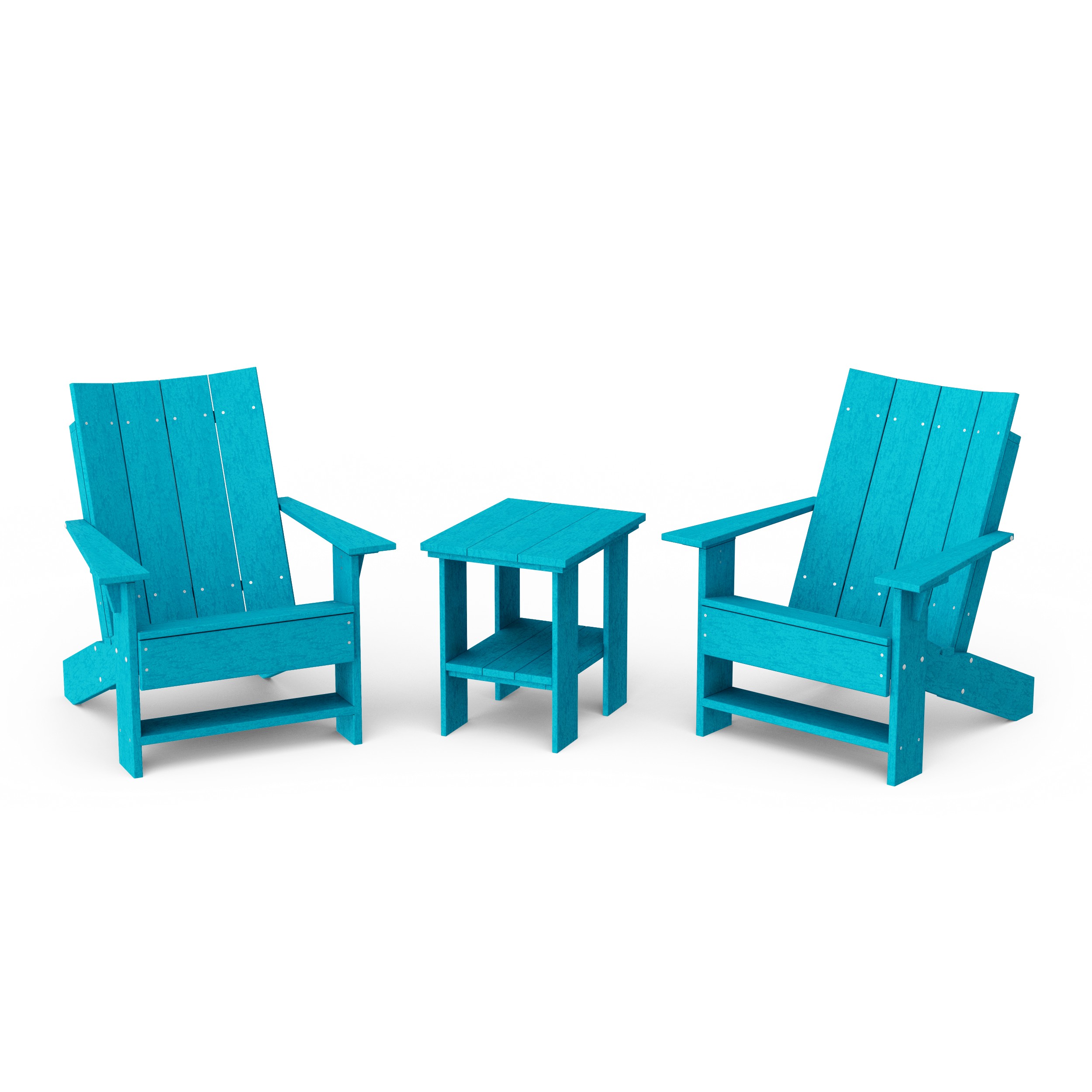 Contemporary 3-Piece Modern Adirondack Chair Set with Side Table
