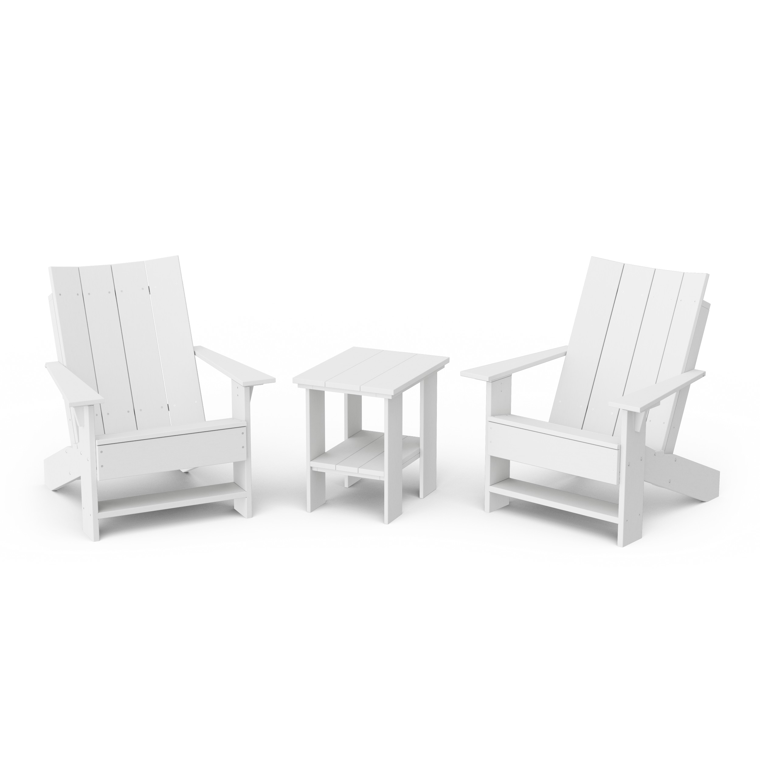 Contemporary 3-Piece Modern Adirondack Chair Set with Side Table