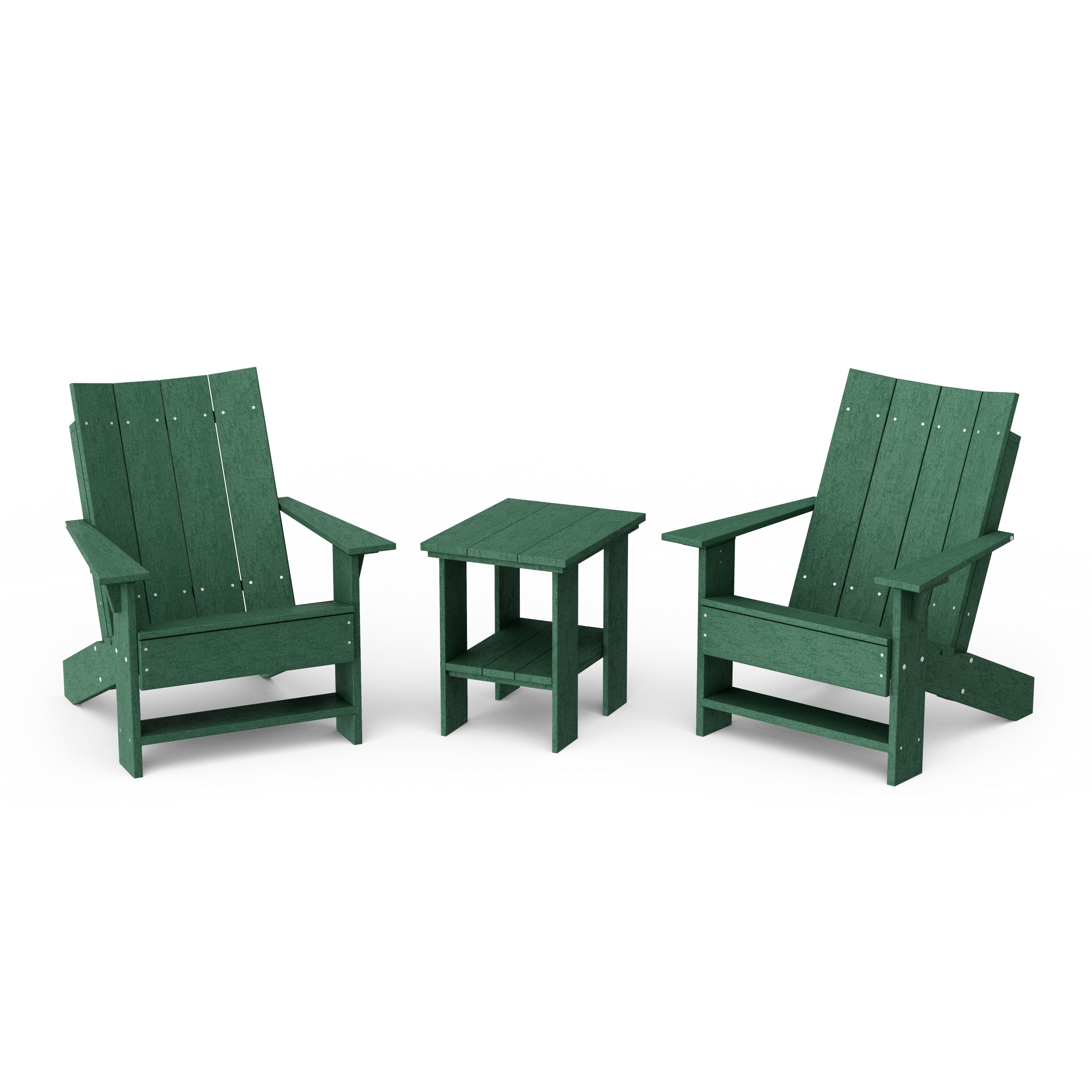 Contemporary 3-Piece Modern Adirondack Chair Set with Side Table