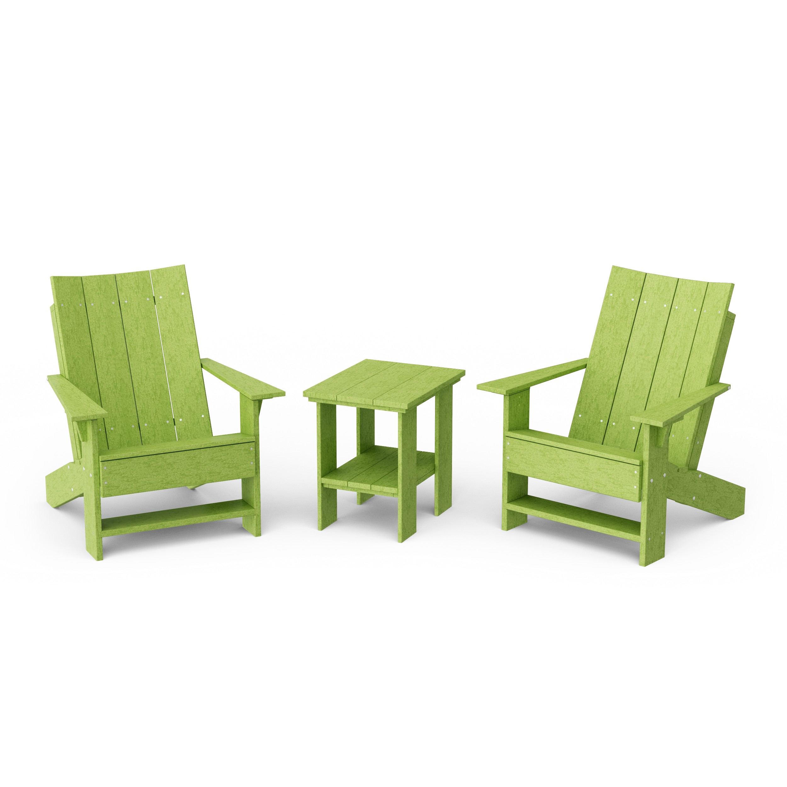 Contemporary 3-Piece Modern Adirondack Chair Set with Side Table