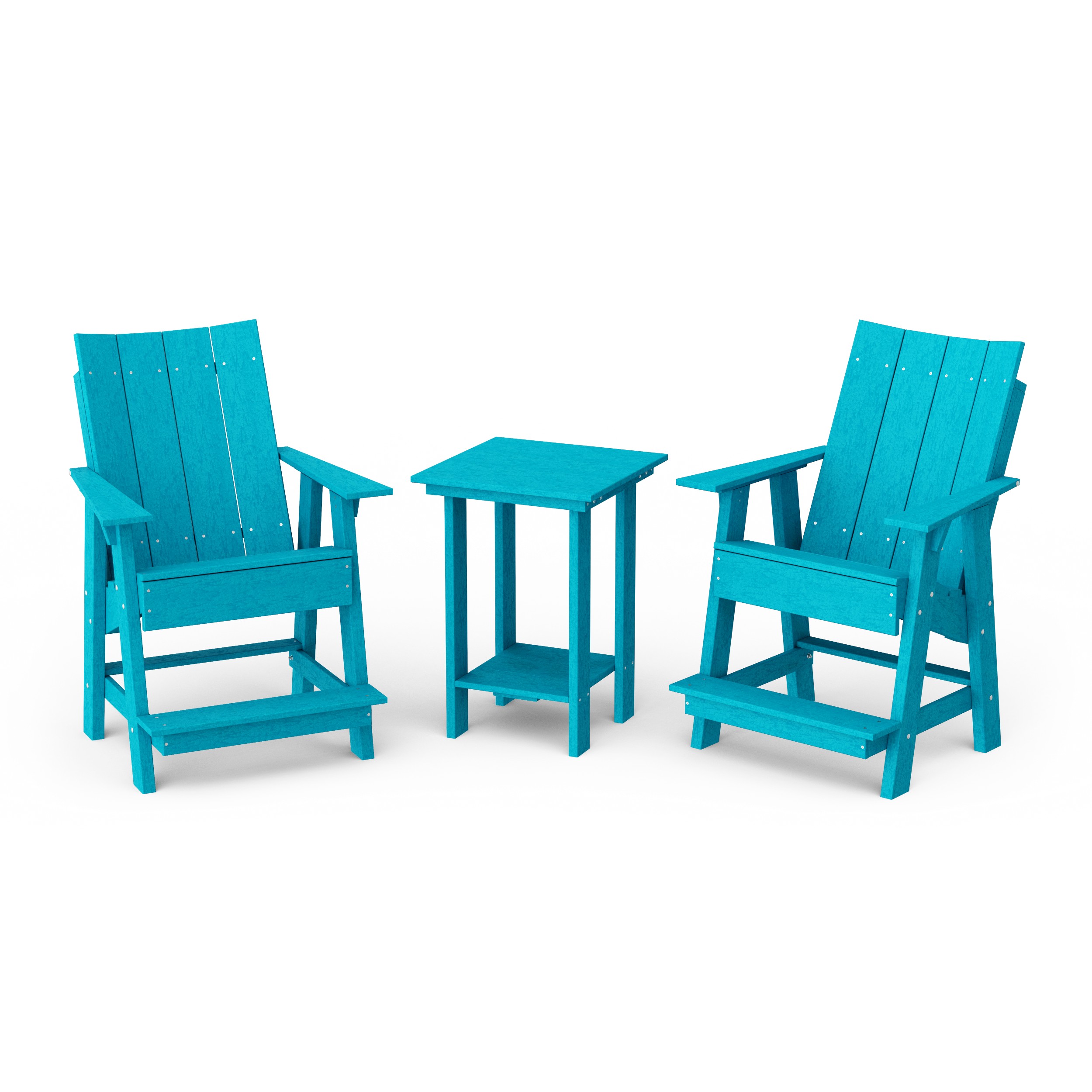 Contemporary 3-Piece Tall Modern Adirondack Chair Set with Side Table