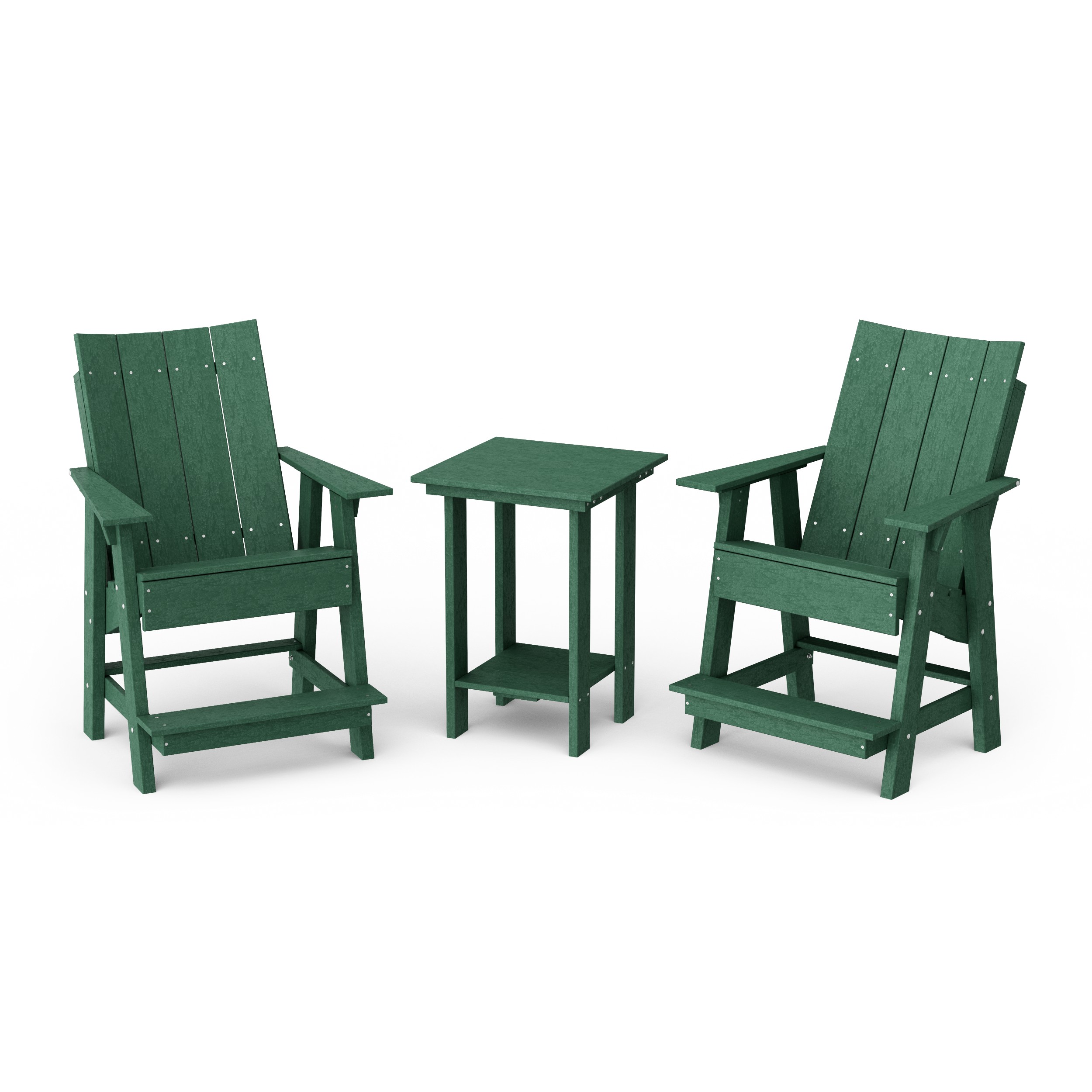 Contemporary 3-Piece Tall Modern Adirondack Chair Set with Side Table