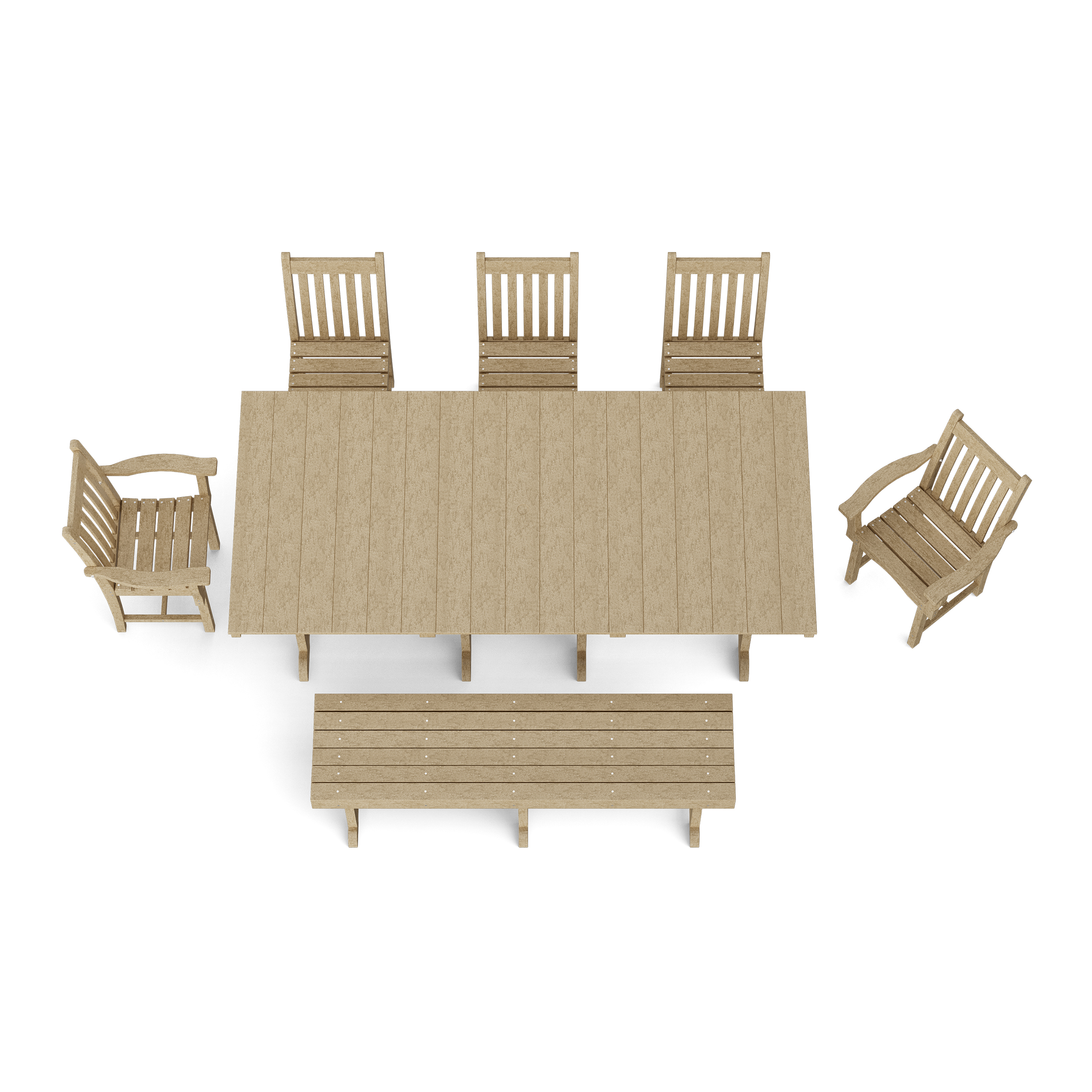 Classic 7-Piece Rectangular Dining Set with Bench