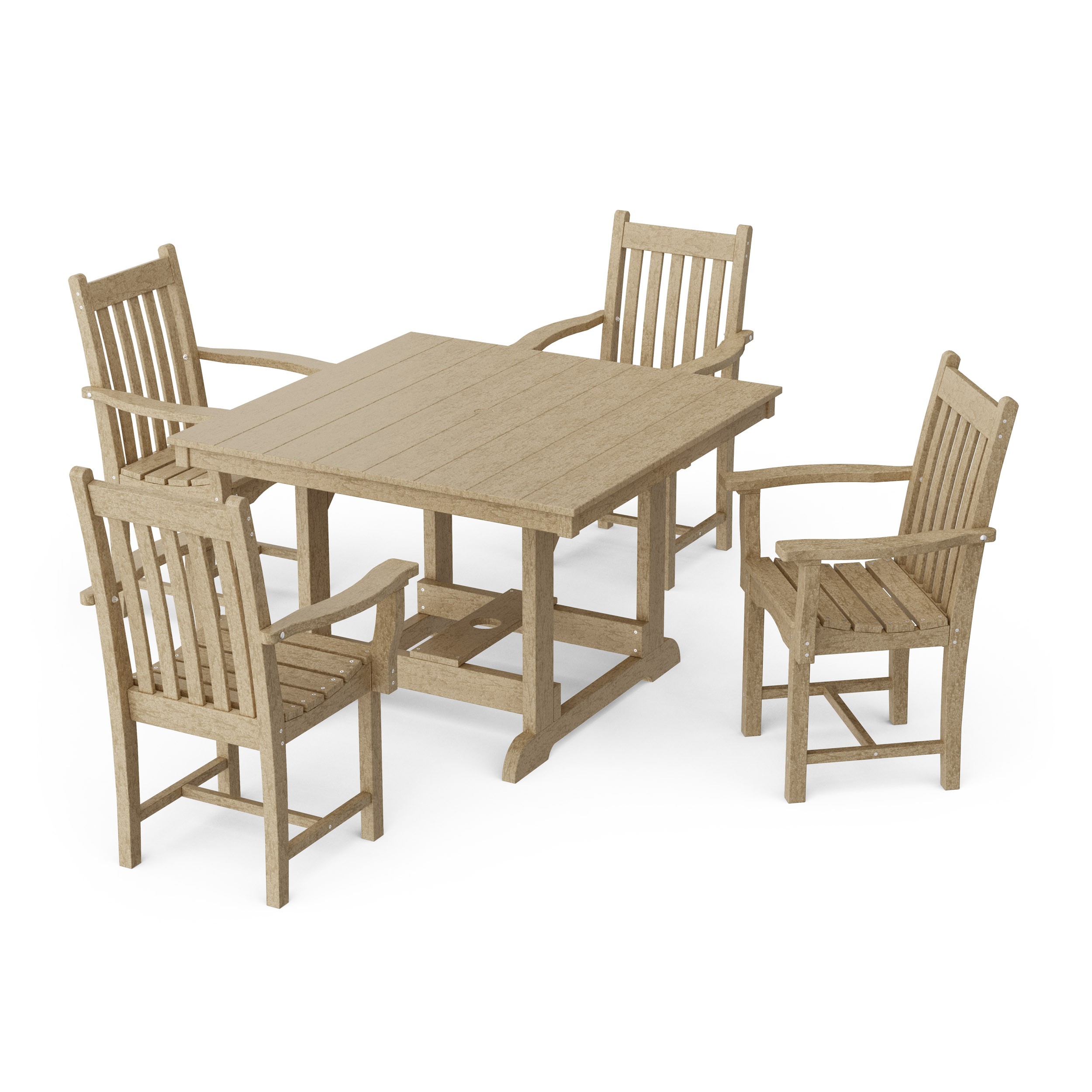 Classic 5-Piece Arm Chair Square Dining Set