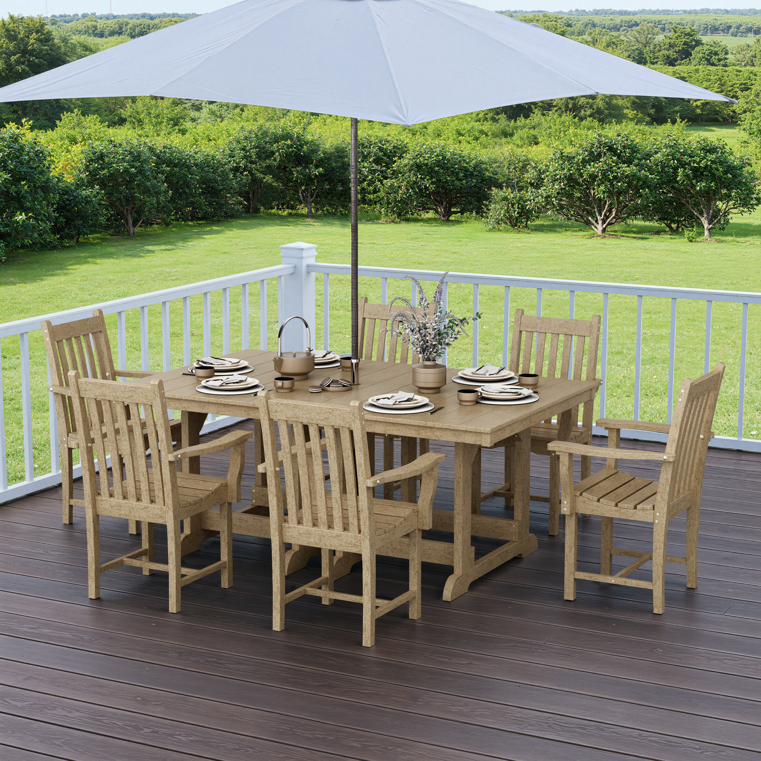 Classic 7-Piece Arm Chair Rectangular Dining Set