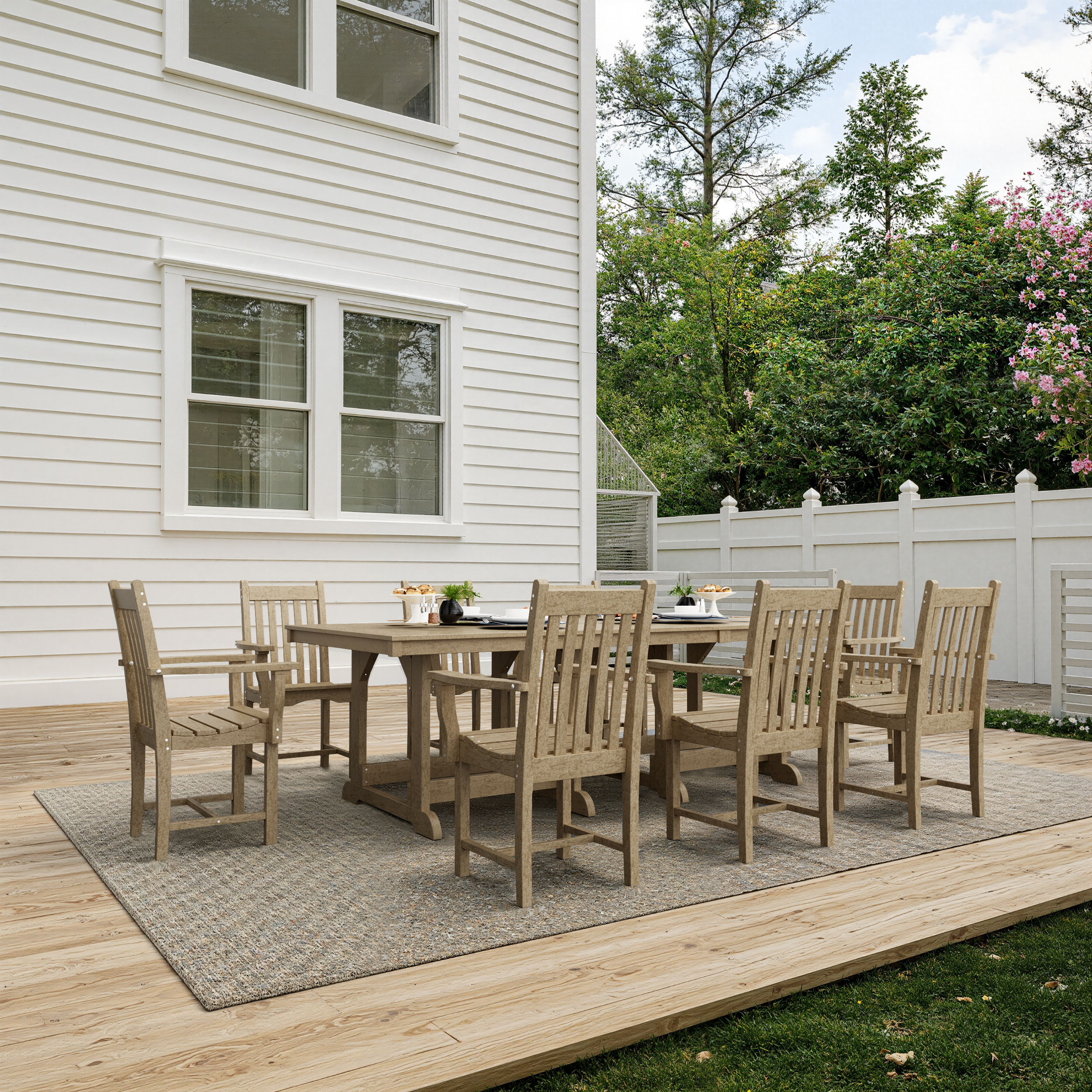 Classic 9-Piece Arm Chair Rectangular Dining Set