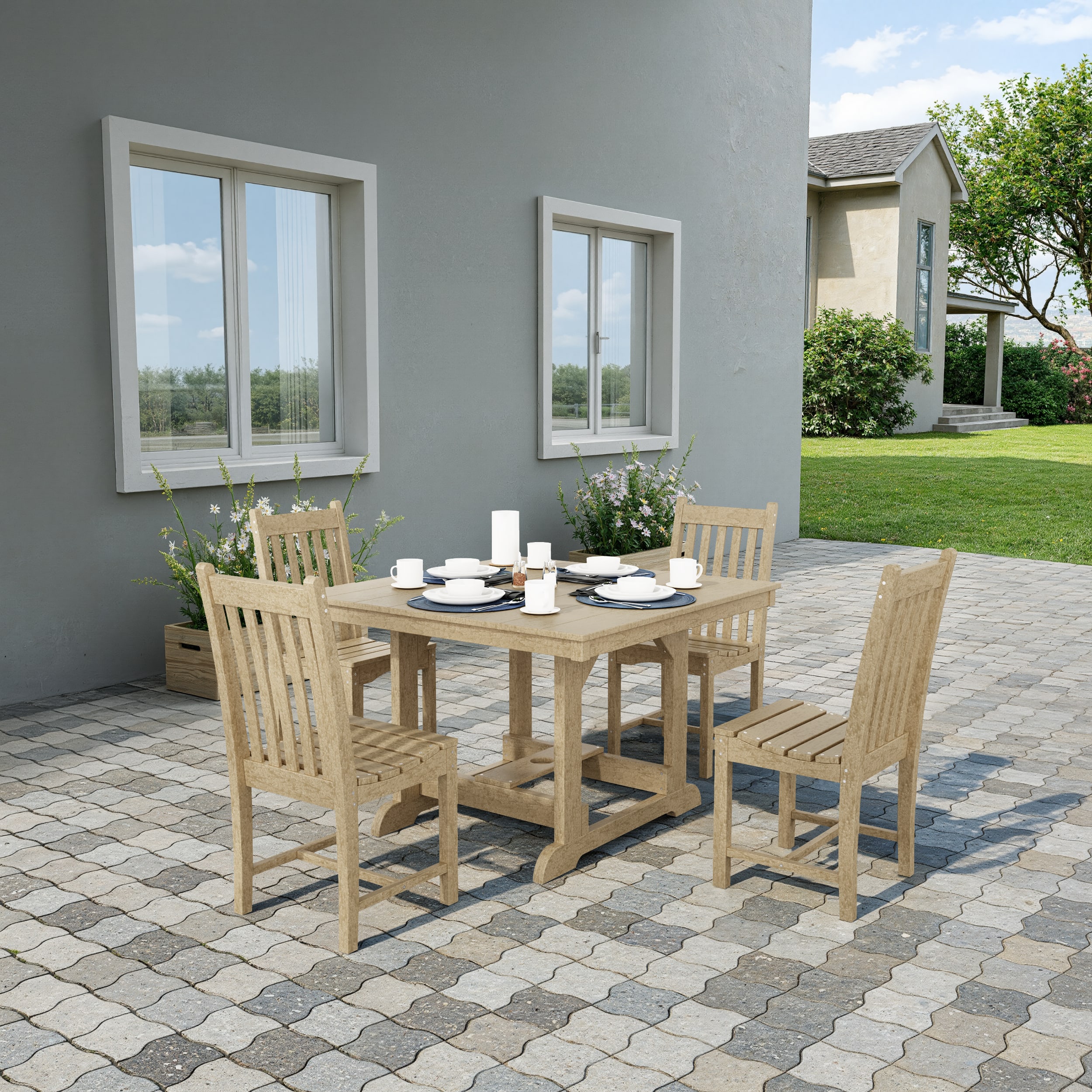 Classic 5-Piece Side Chair Square Dining Set