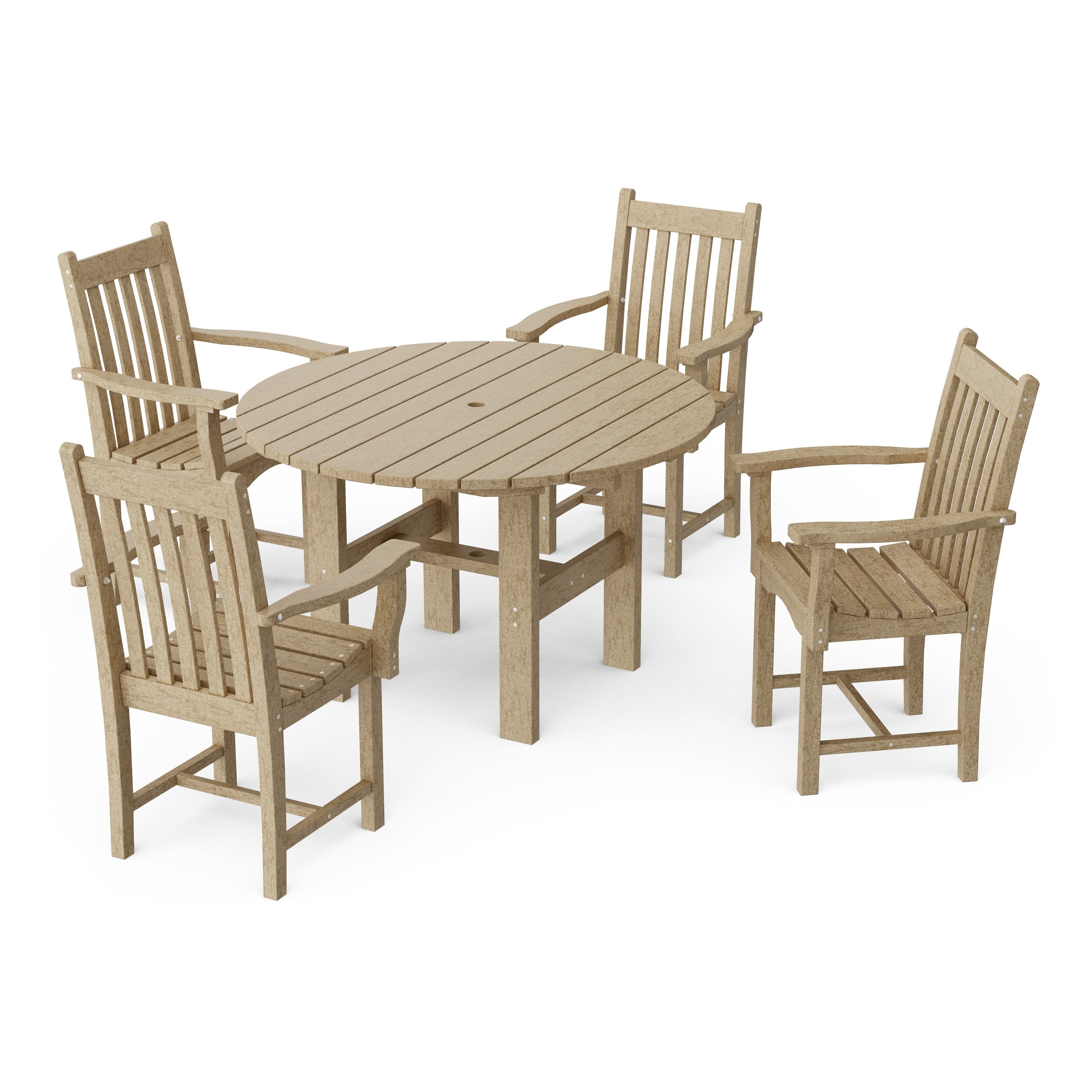 Classic 5-Piece Arm Chair Round Dining Set