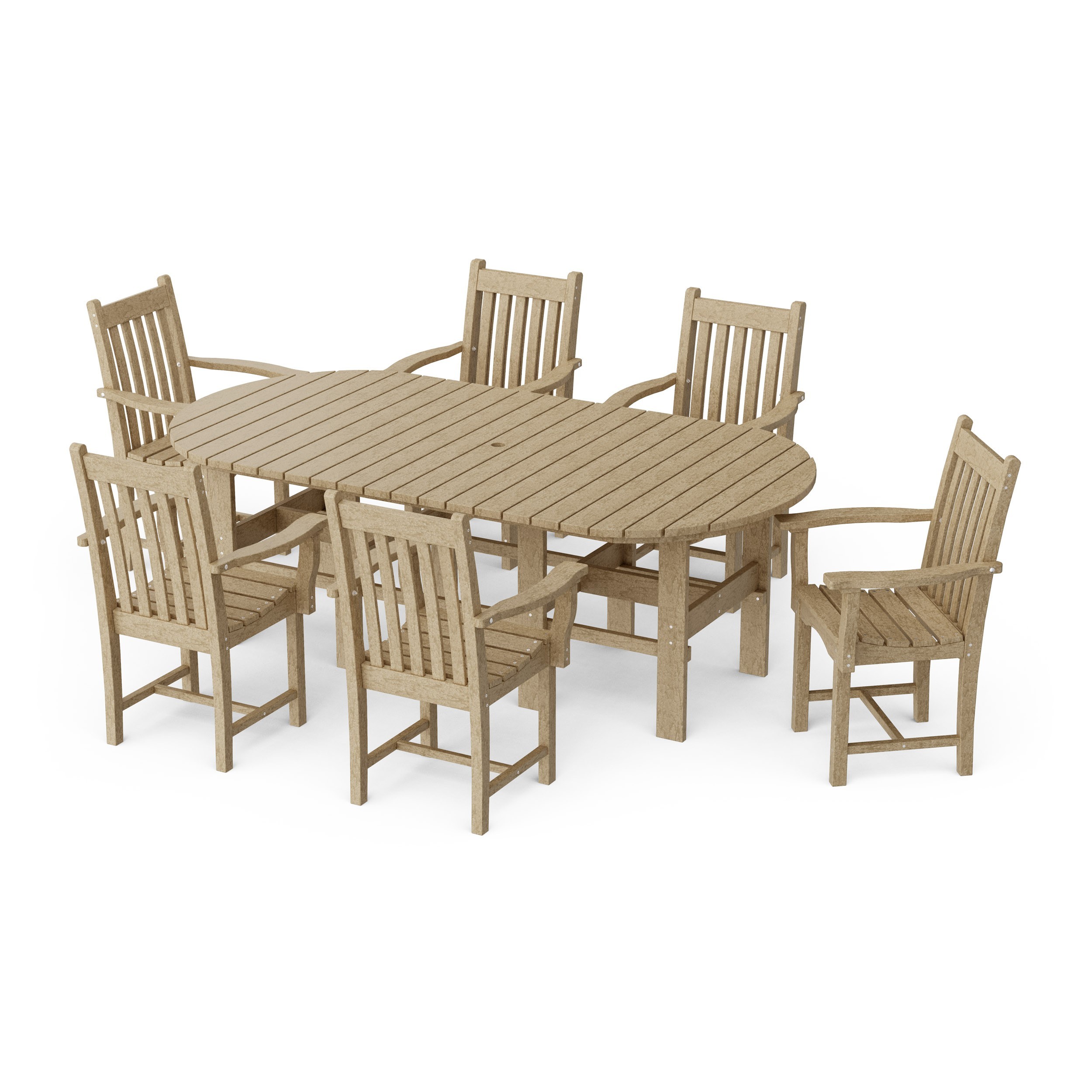 Classic 7-Piece Arm Chair Oval Dining Set