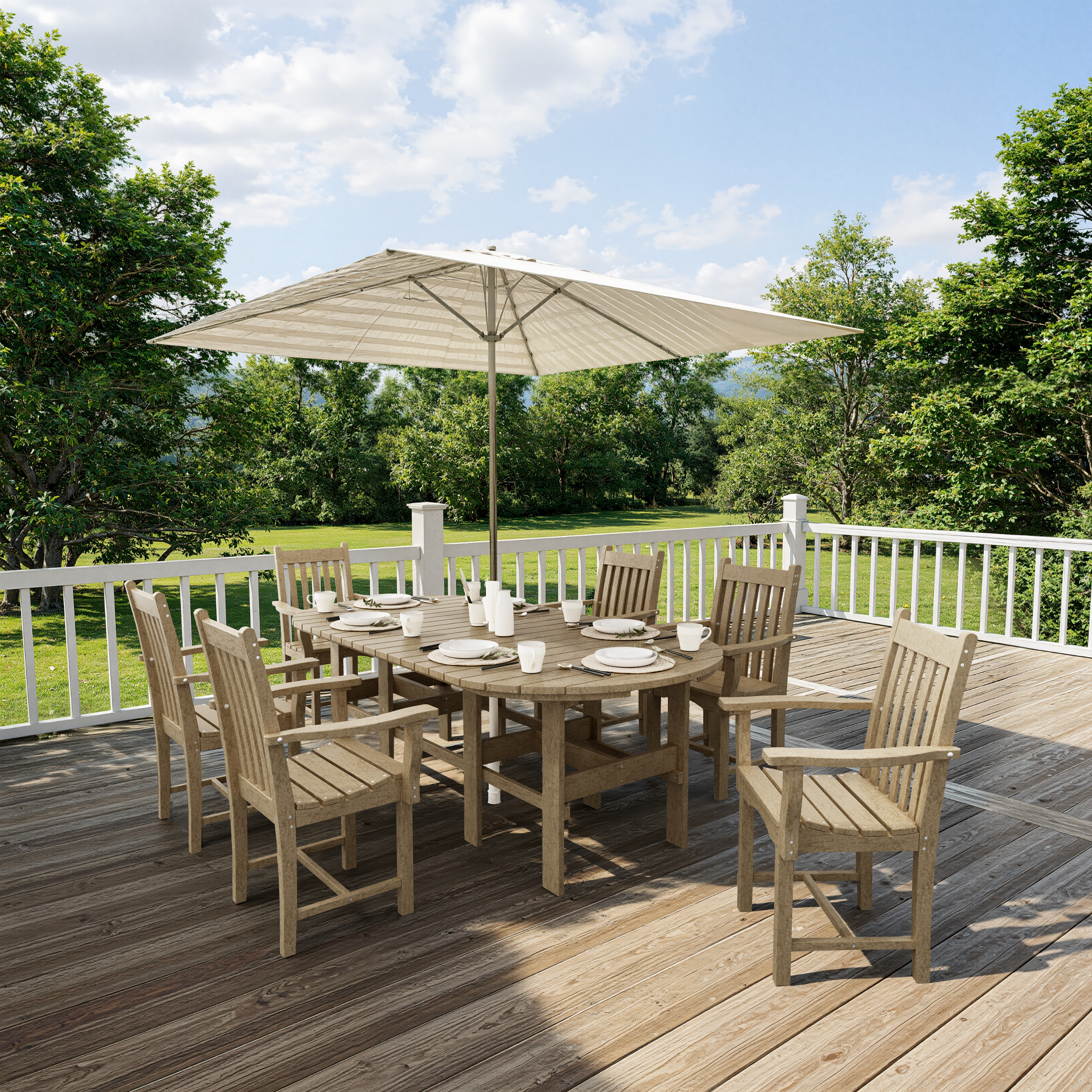 Classic 7-Piece Arm Chair Oval Dining Set