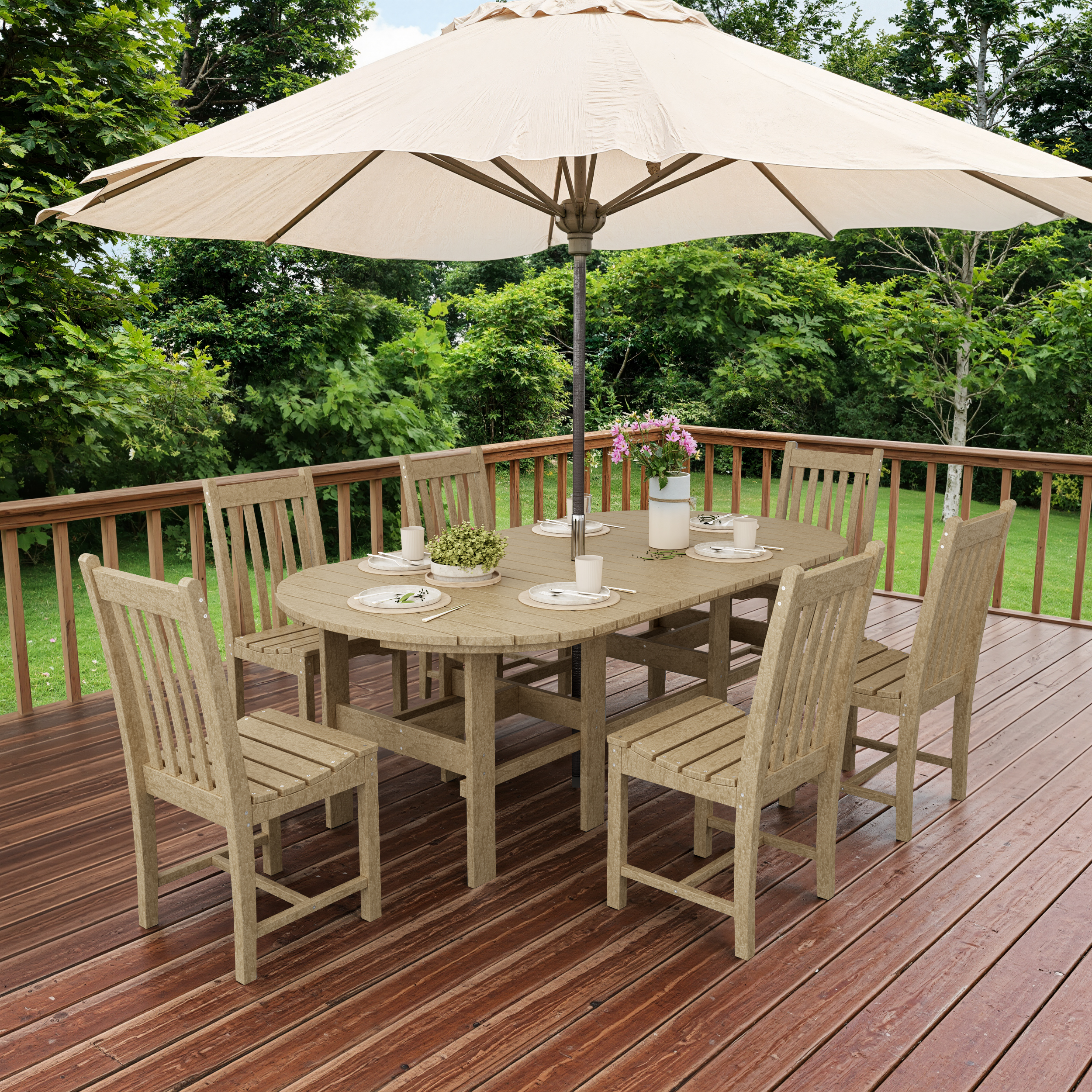 Classic 7-Piece Side Chair Oval Dining Set