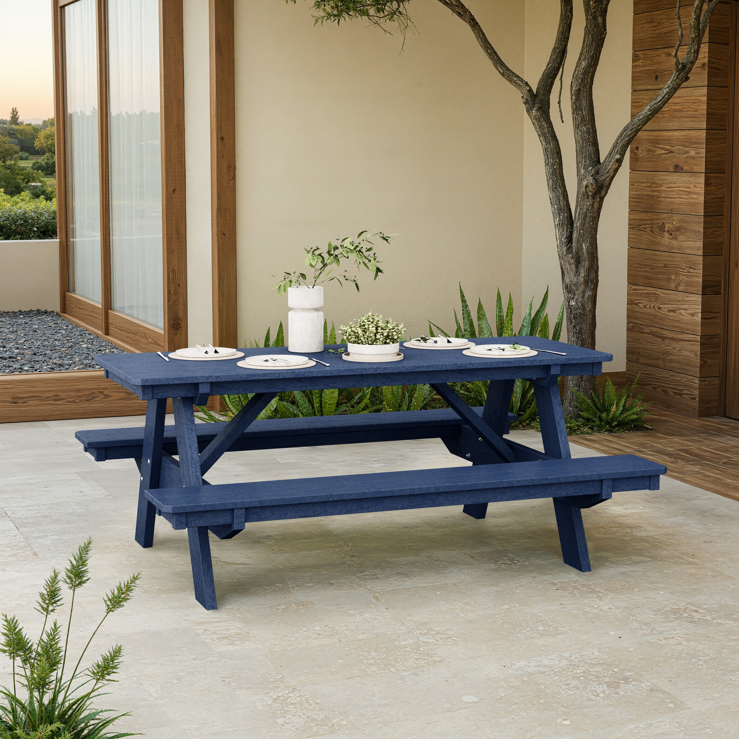 Heritage 72" Picnic Table with Attached Benches