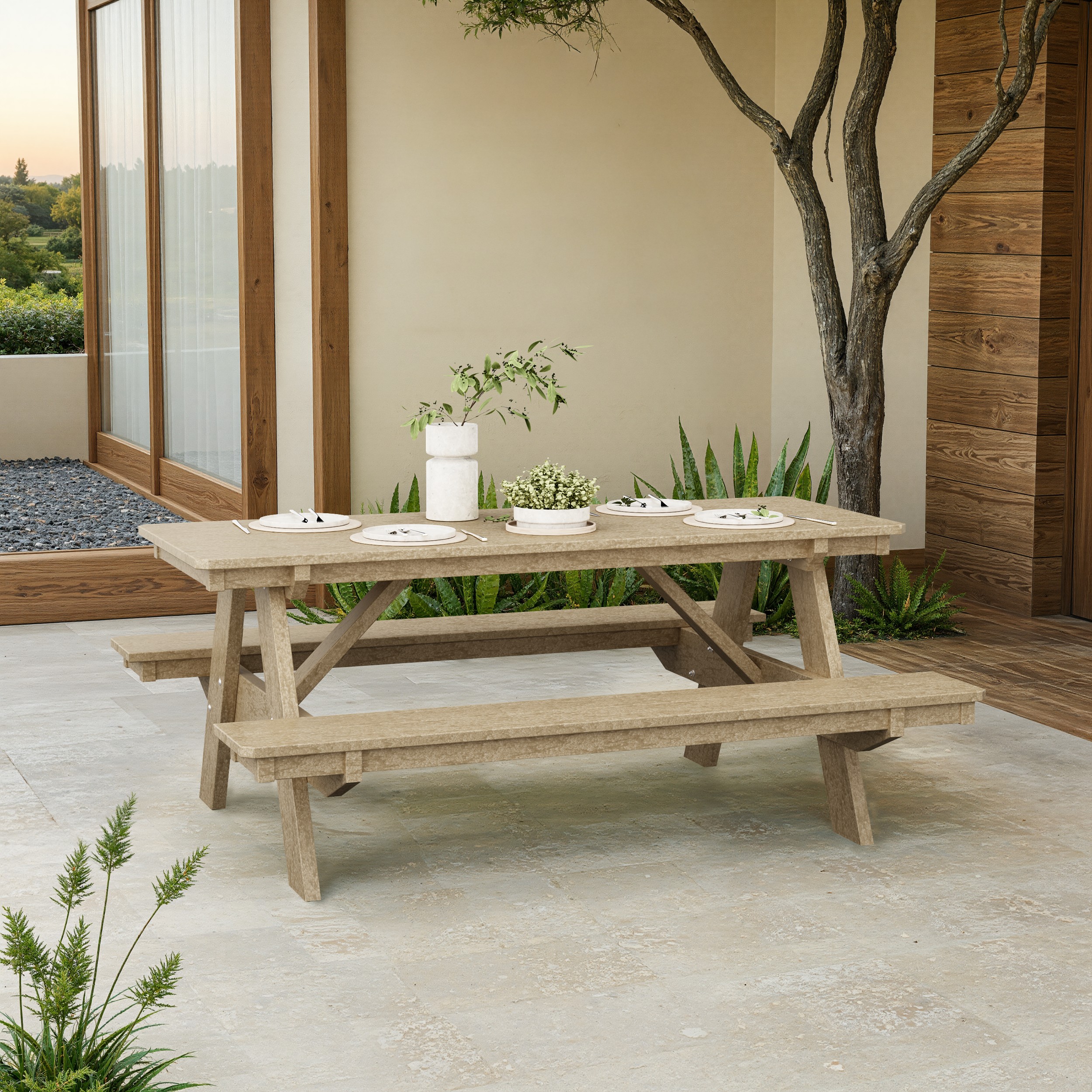 Heritage 72" Picnic Table with Attached Benches