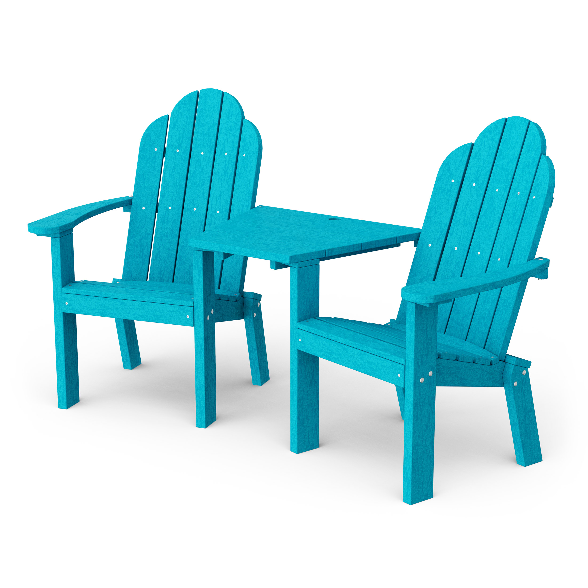 Classic 3-Piece Adirondack Set with Angled Connecting Table