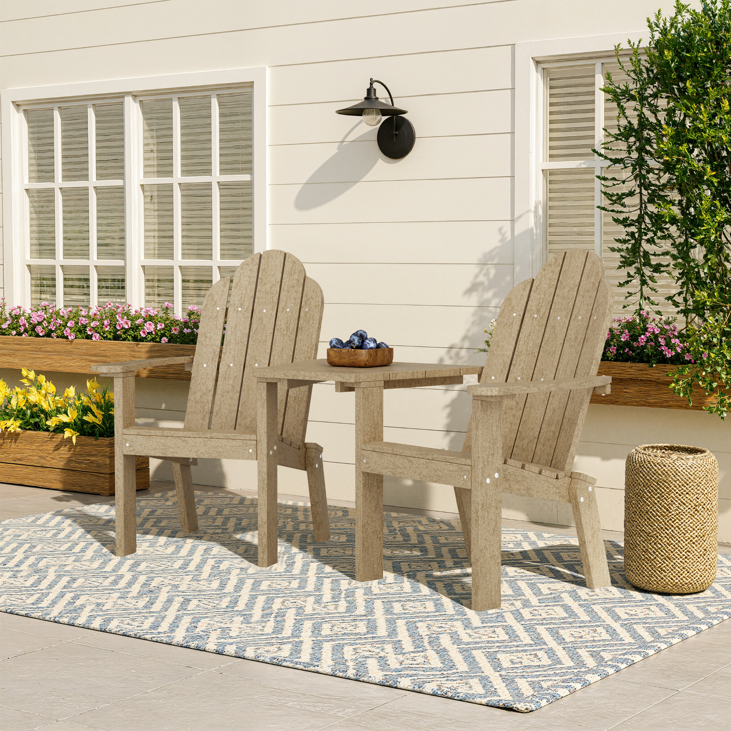 Classic 3-Piece Adirondack Set with Angled Connecting Table
