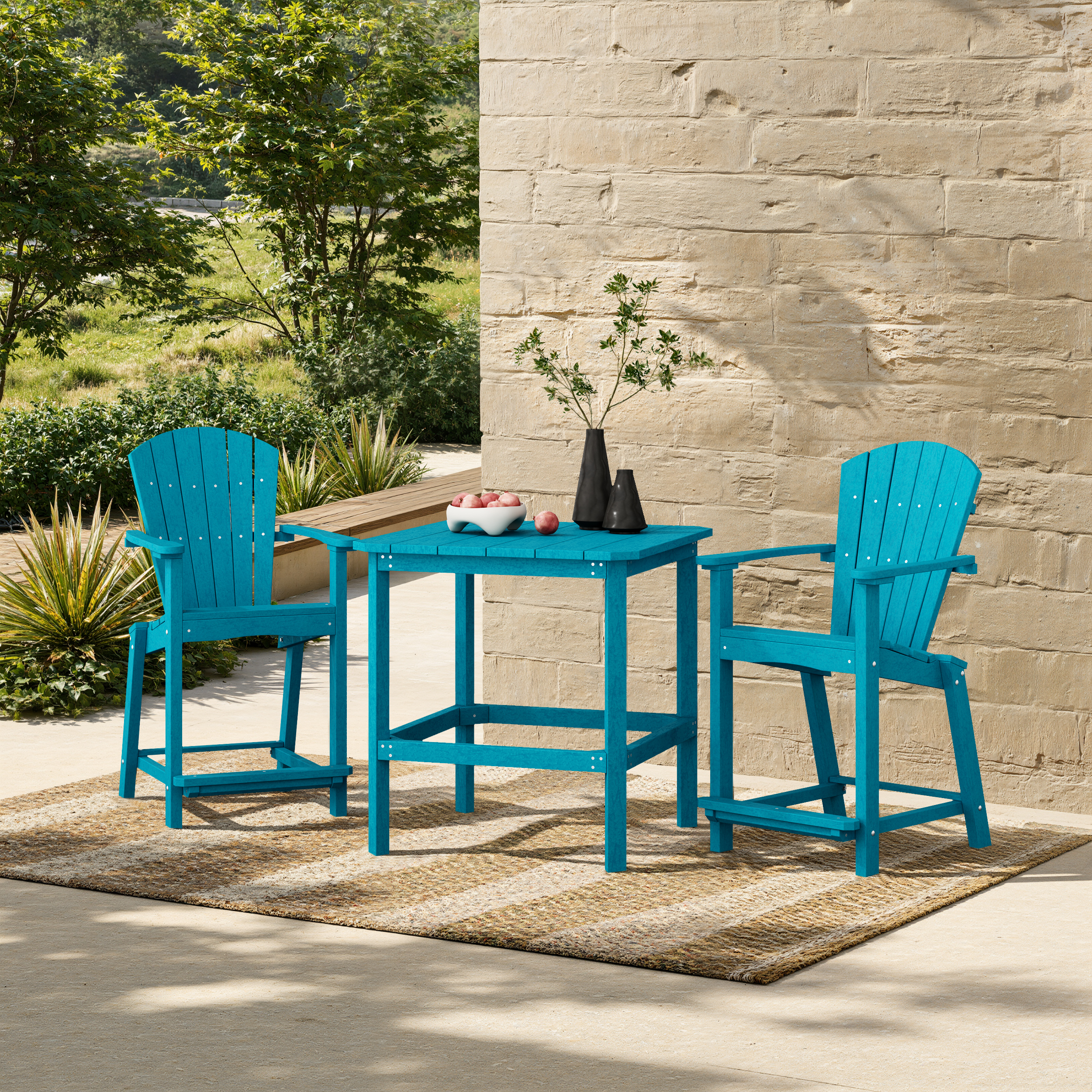 Classic Adirondack 3-Piece Counter Height Bistro Set