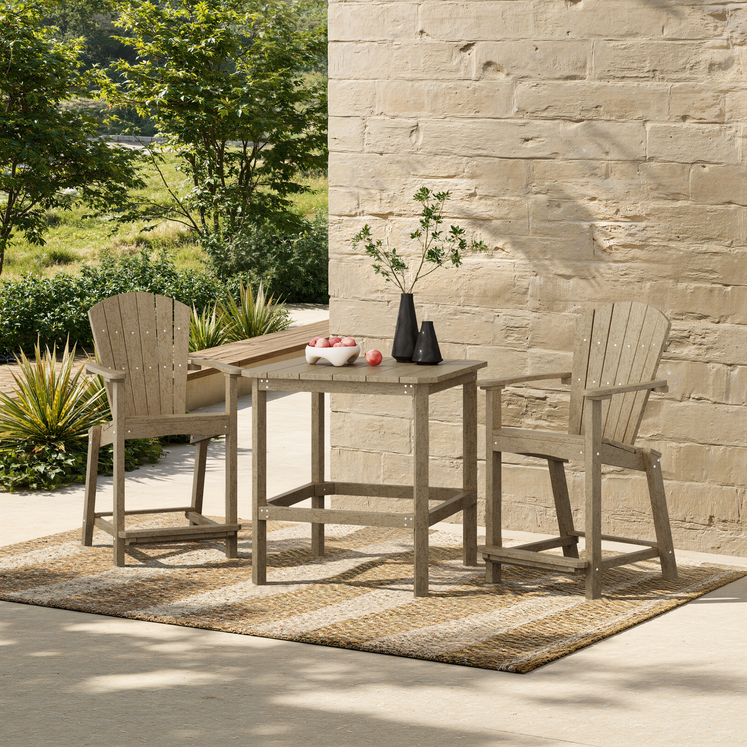 Classic Adirondack 3-Piece Counter Height Bistro Set