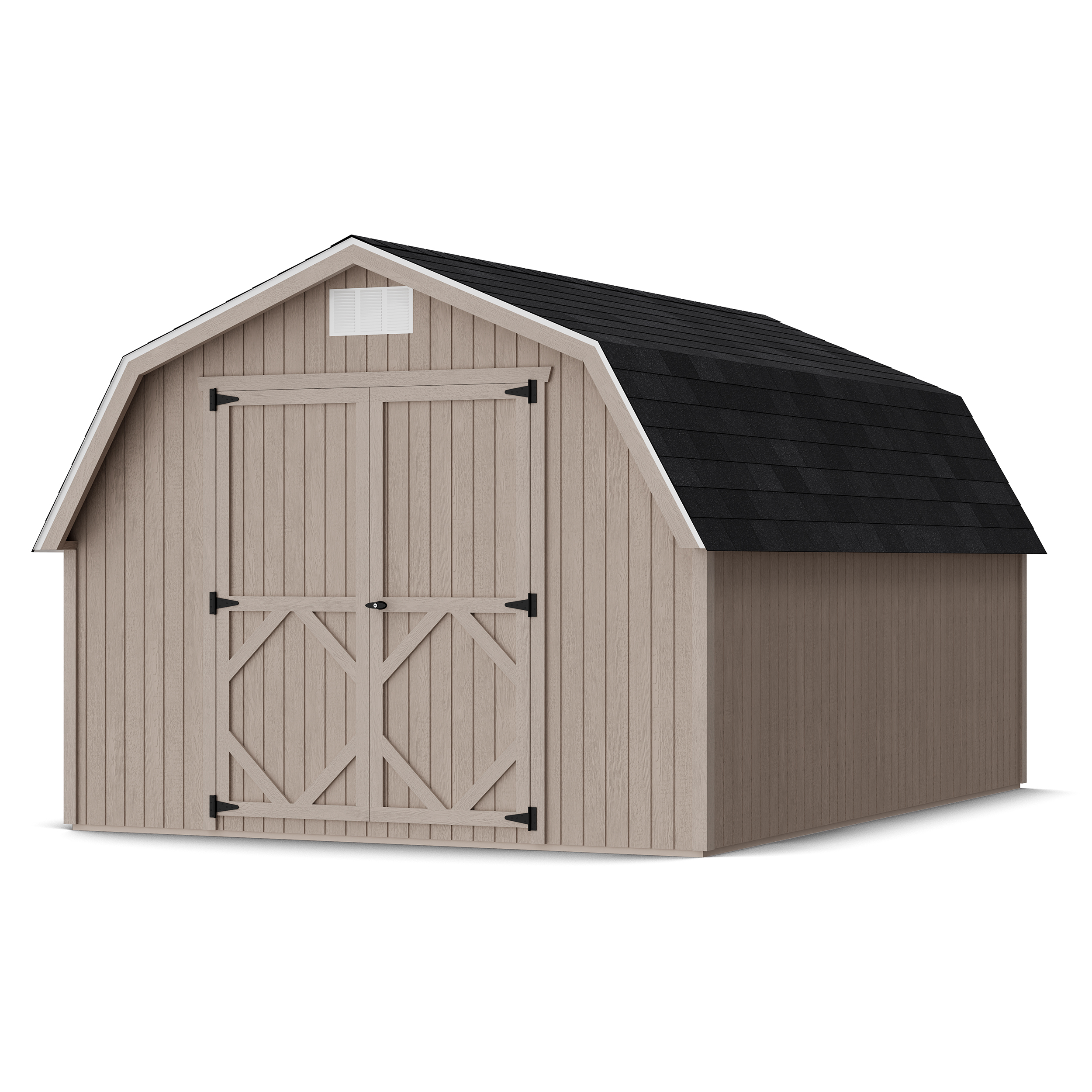 Rendering of Classic Gambrel 4' Barn Shed in assembly process ready to be painted.