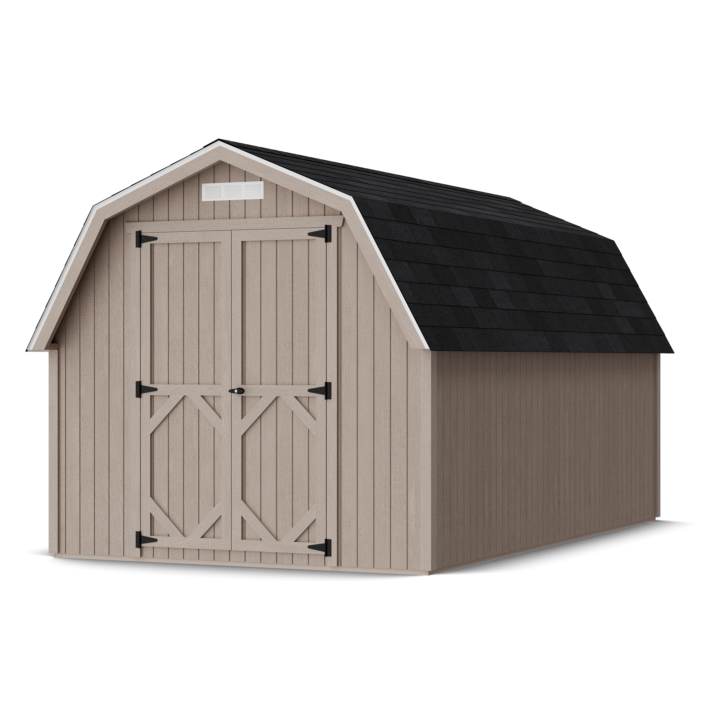 Rendering of Classic Gambrel 4' Barn Shed in assembly process ready to be painted.
