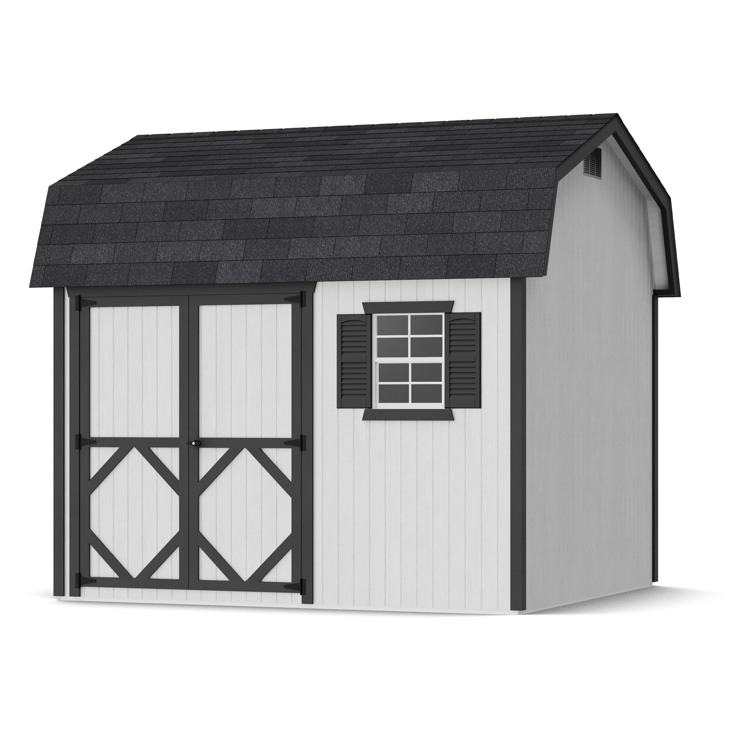 Rendering of Classic Workshop Barn Shed with shingles and paint.