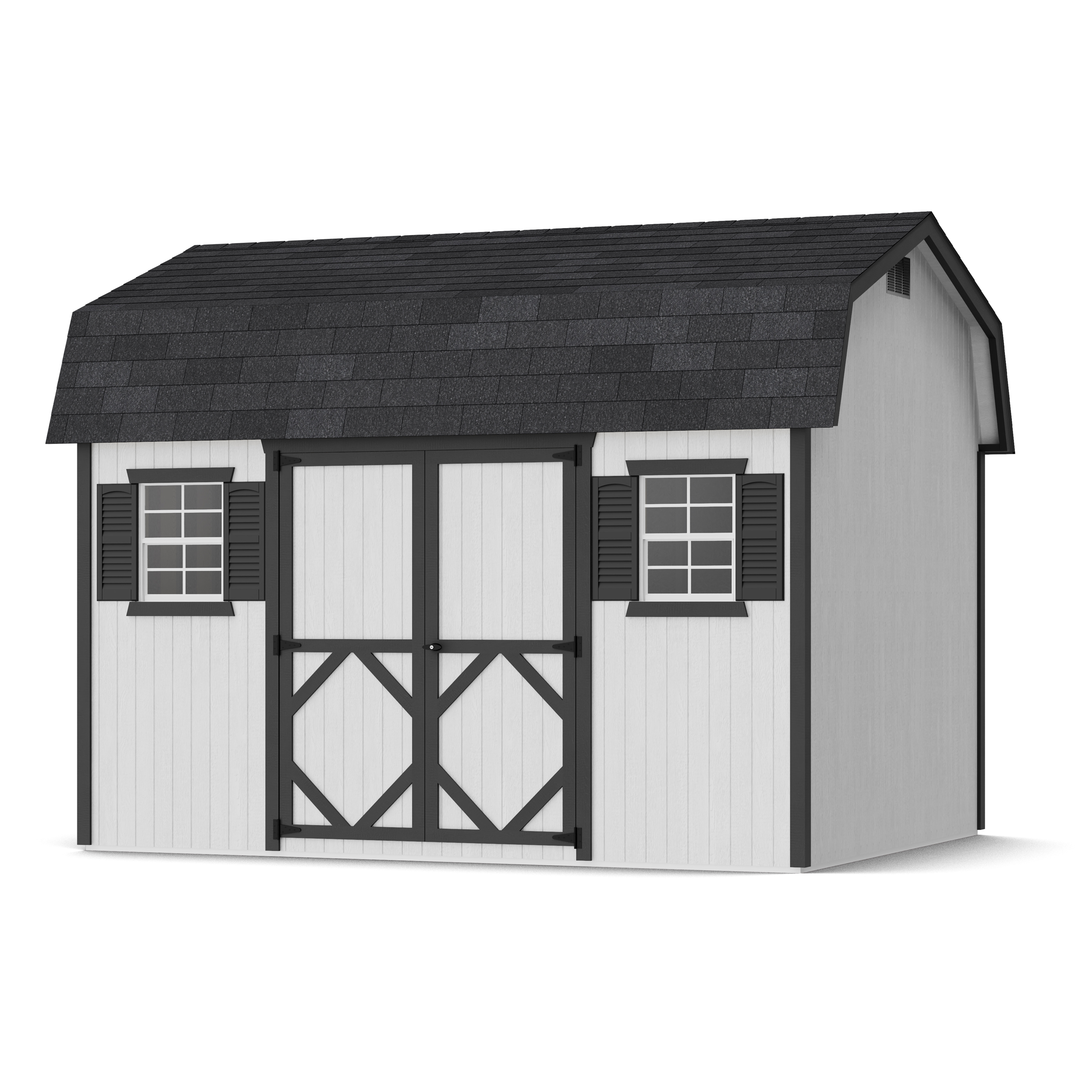 Rendering of Classic Workshop Barn Shed with shingles and paint.