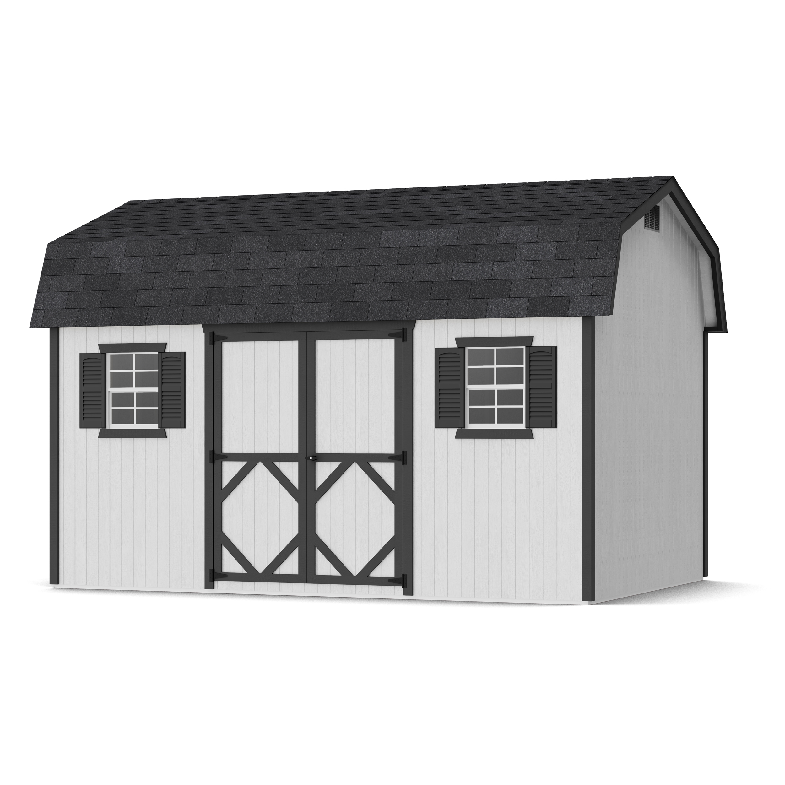 Rendering of Classic Workshop Barn Shed with shingles and paint.