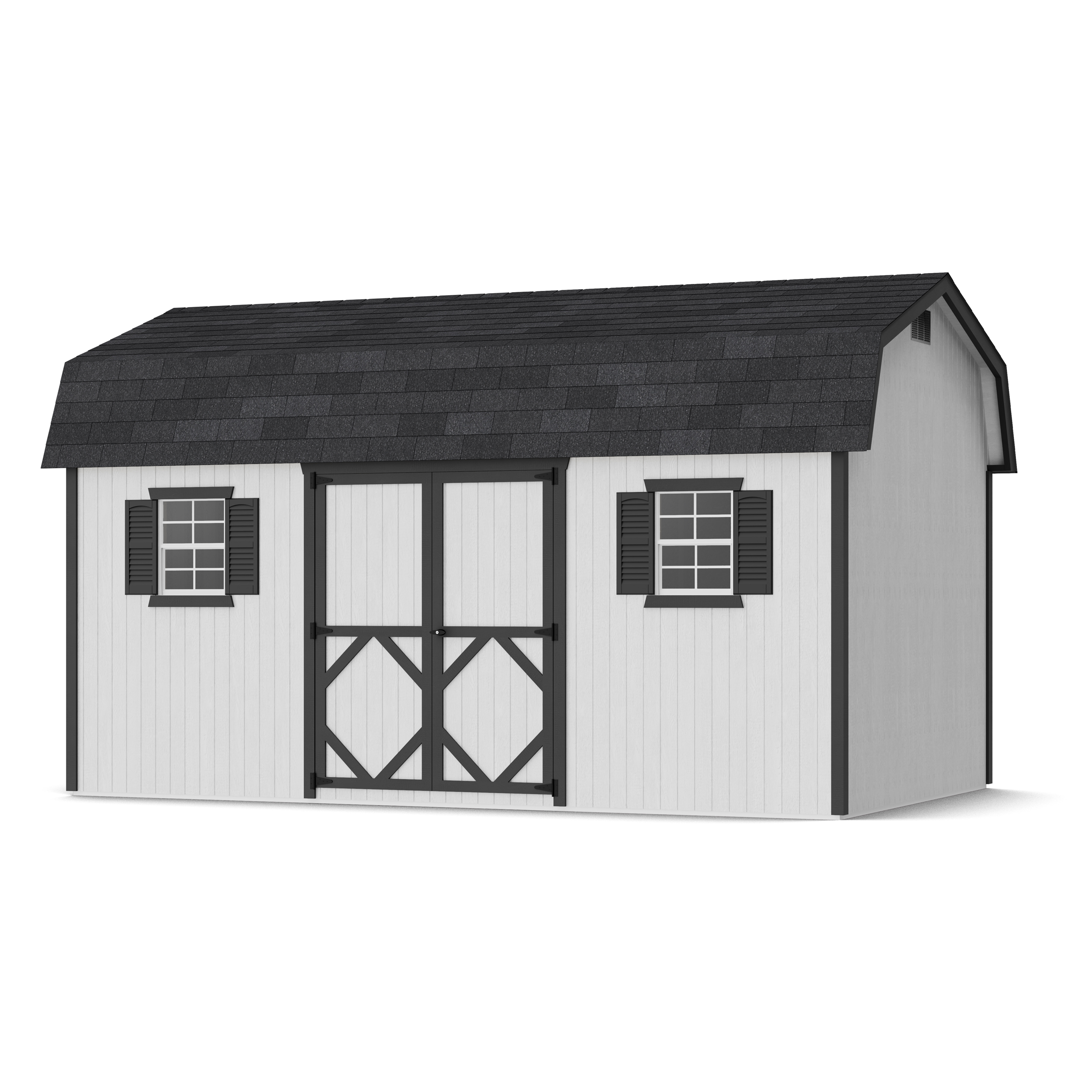 Rendering of Classic Workshop Barn Shed with shingles and paint.
