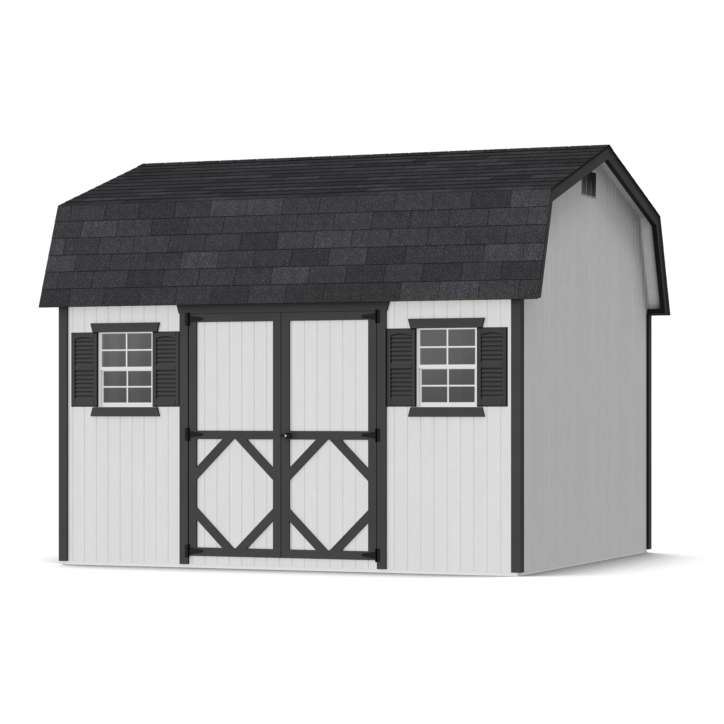 Rendering of Classic Workshop Barn Shed with shingles and paint.