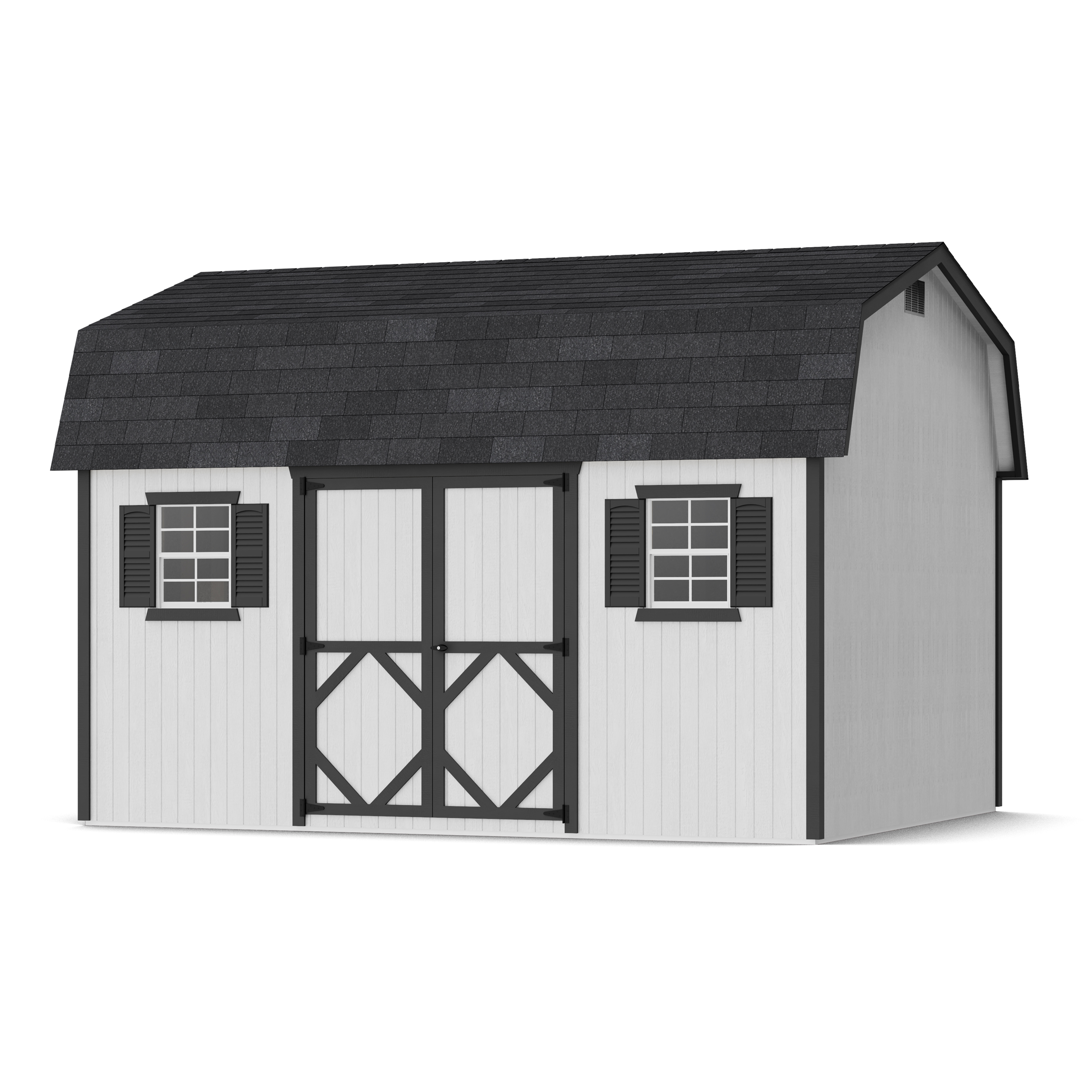Rendering of Classic Workshop Barn Shed with shingles and paint.
