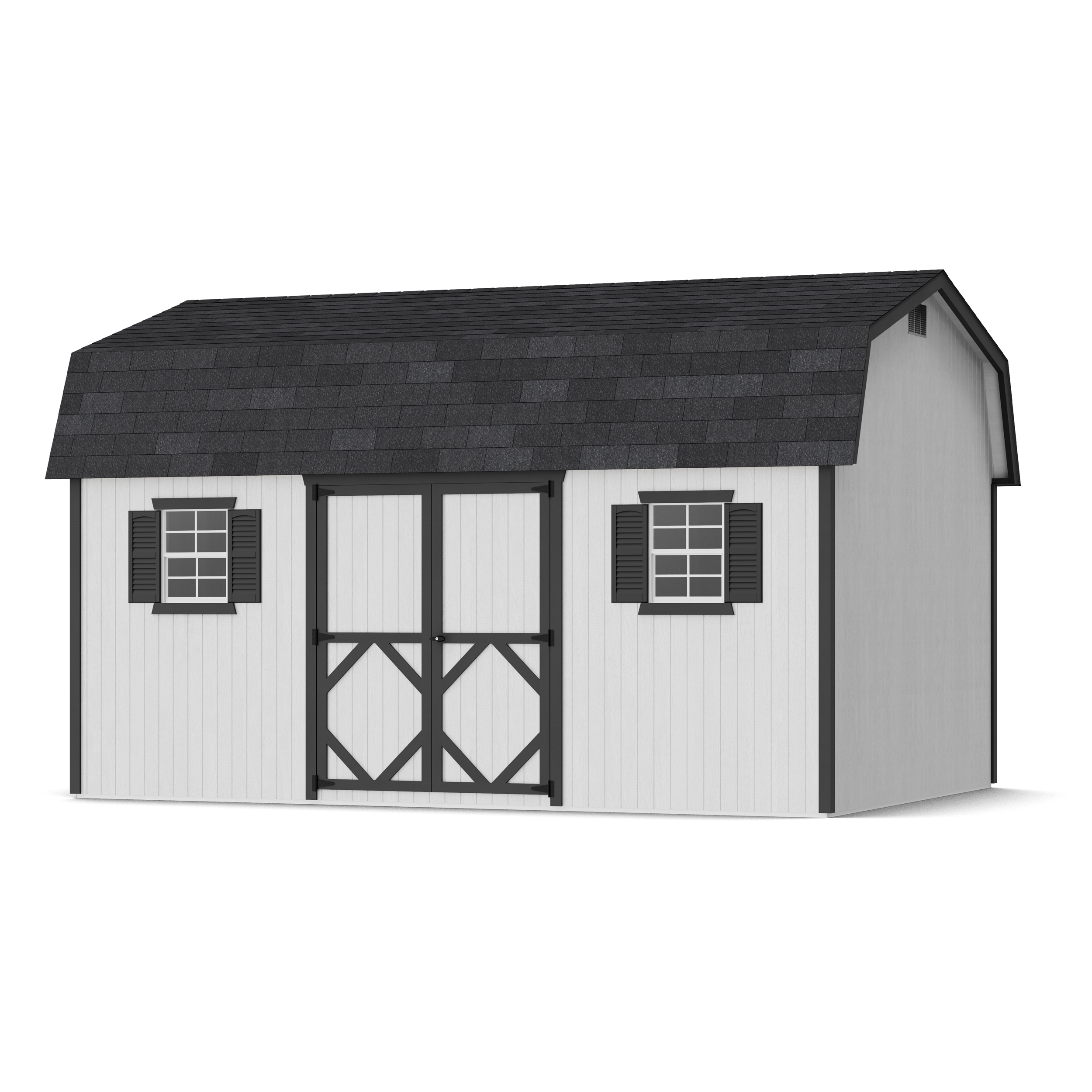 Rendering of Classic Workshop Barn Shed with shingles and paint.