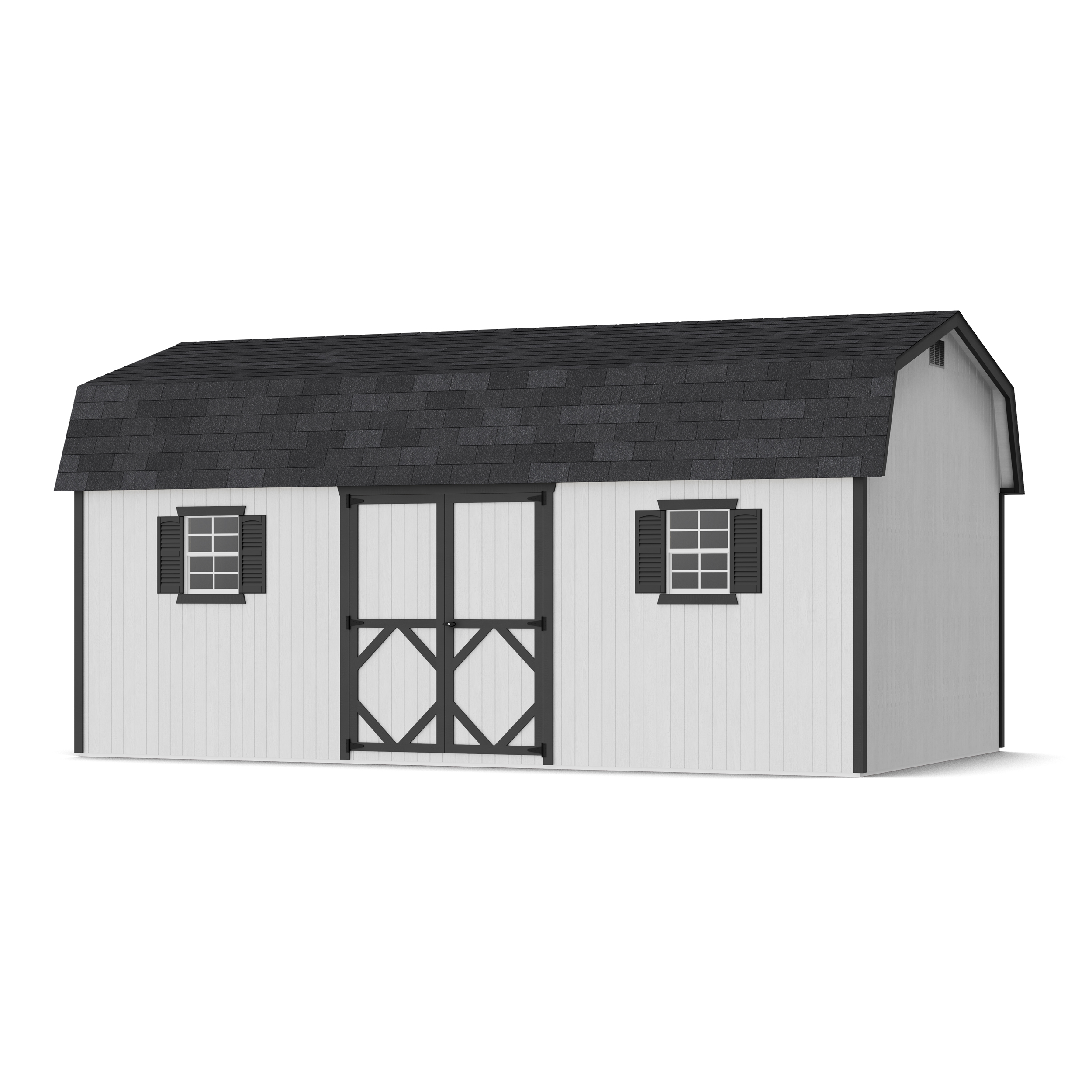 Rendering of Classic Workshop Barn Shed with shingles and paint.