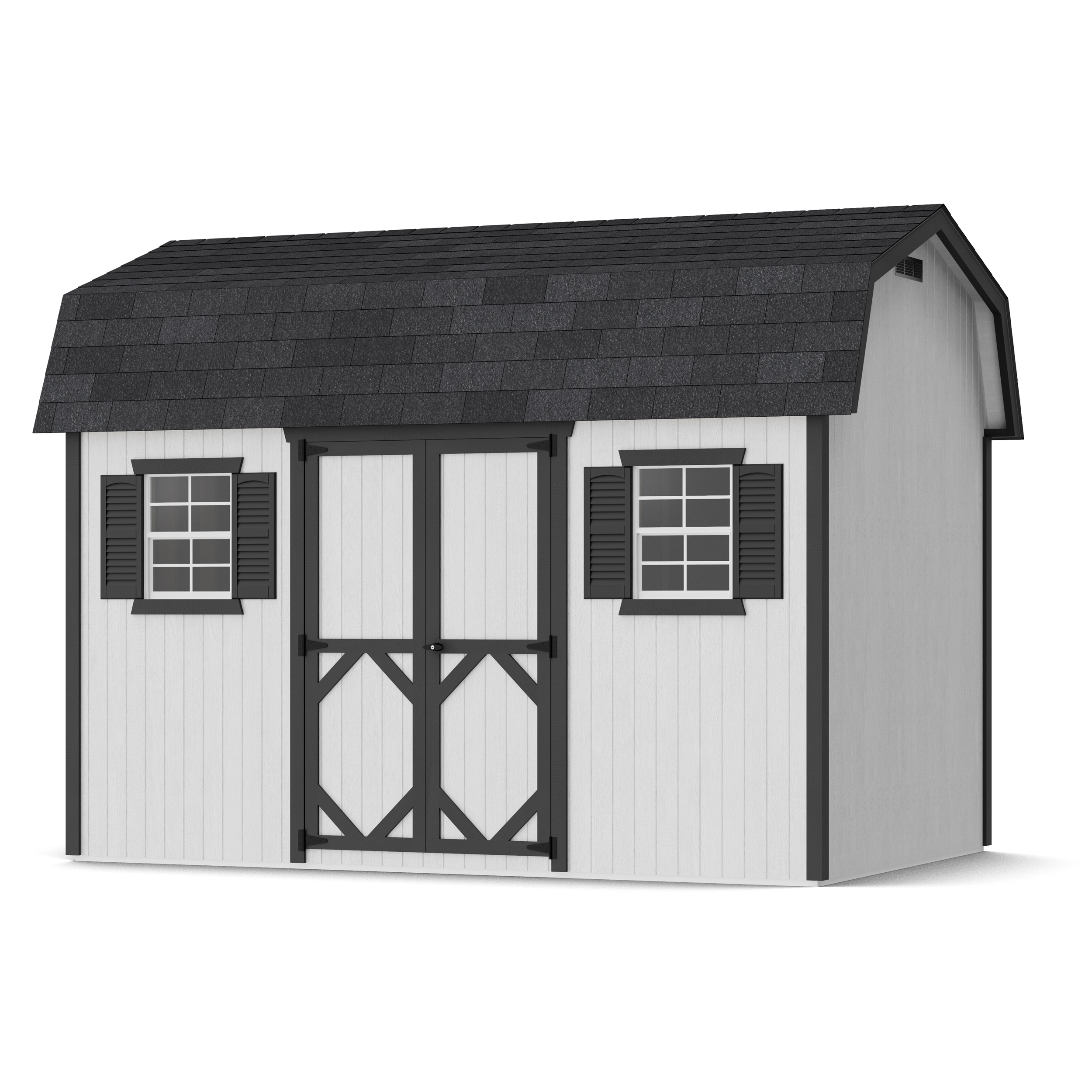 Rendering of Classic Workshop Barn Shed with shingles and paint.